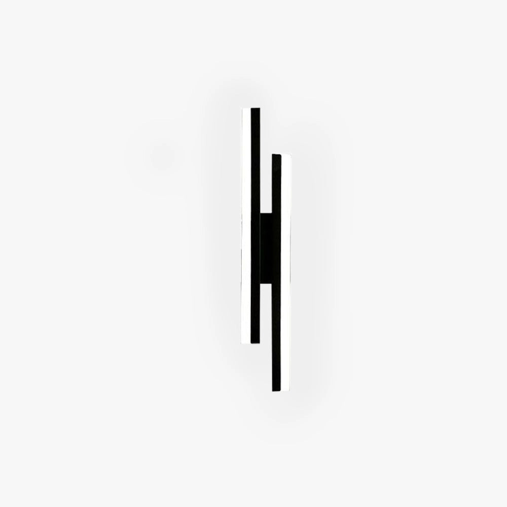 Minimalist black and white vertical line art piece featuring abstract geometric shapes, including rectangles and circles, designed in a modern and simplistic style.