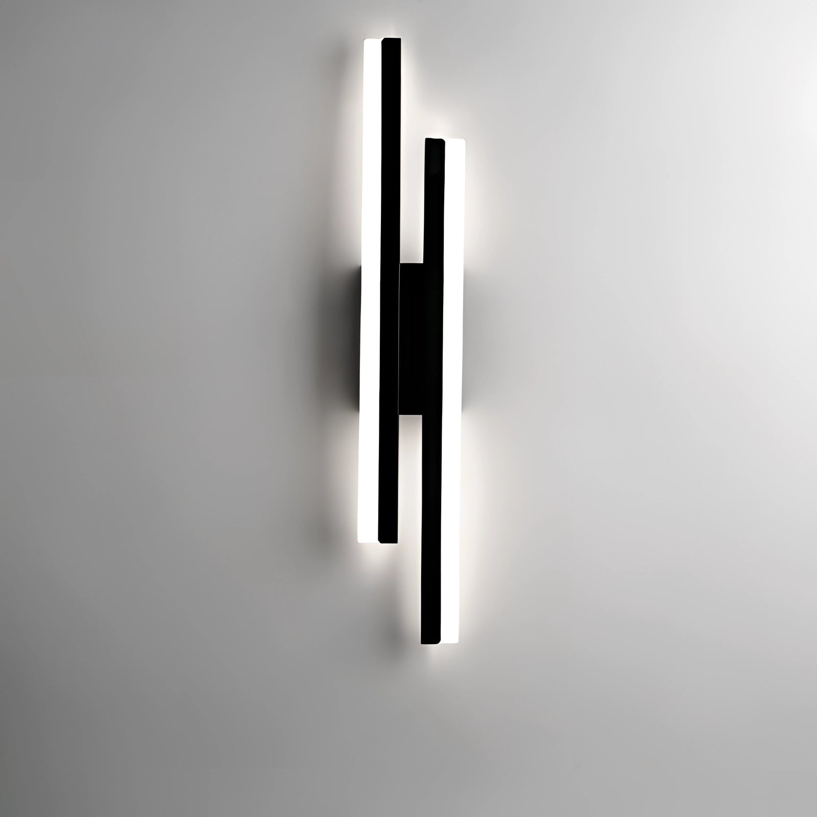 Minimalist black and white vertical line art featuring modern abstract design with parallel lines and geometric shapes.