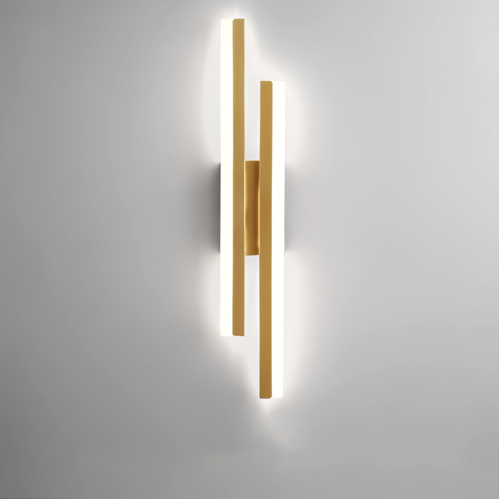 Minimalist black and white vertical line art set against a gold frame, showcasing modern abstract decor with a sleek and elegant design.