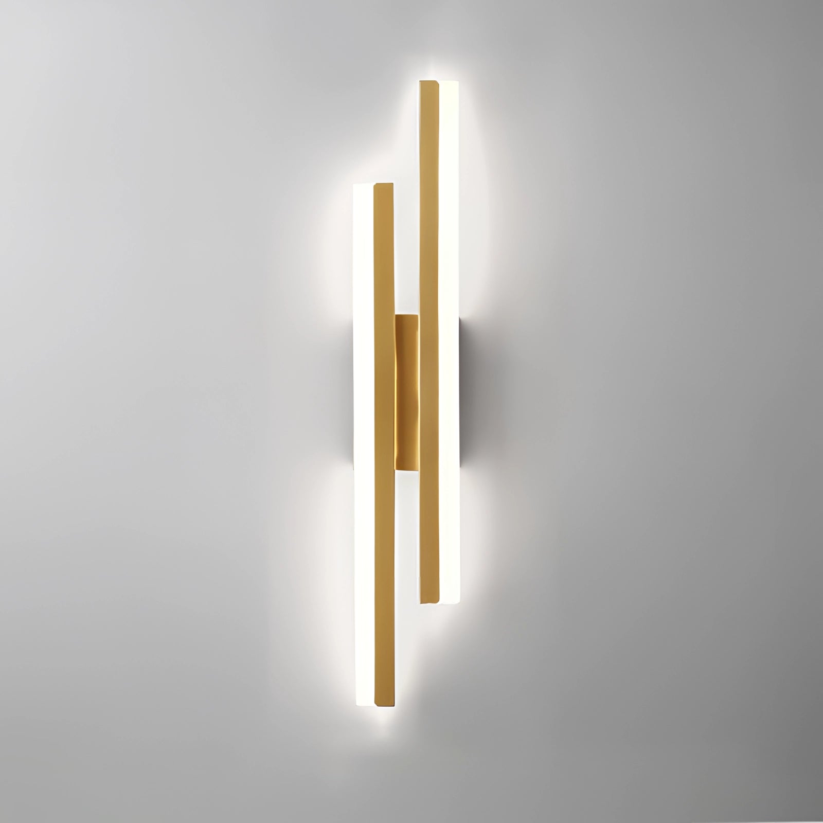 Minimalist black and white vertical line art displayed in a rectangular frame, featuring modern abstract decor elements with a wooden and metal finish.