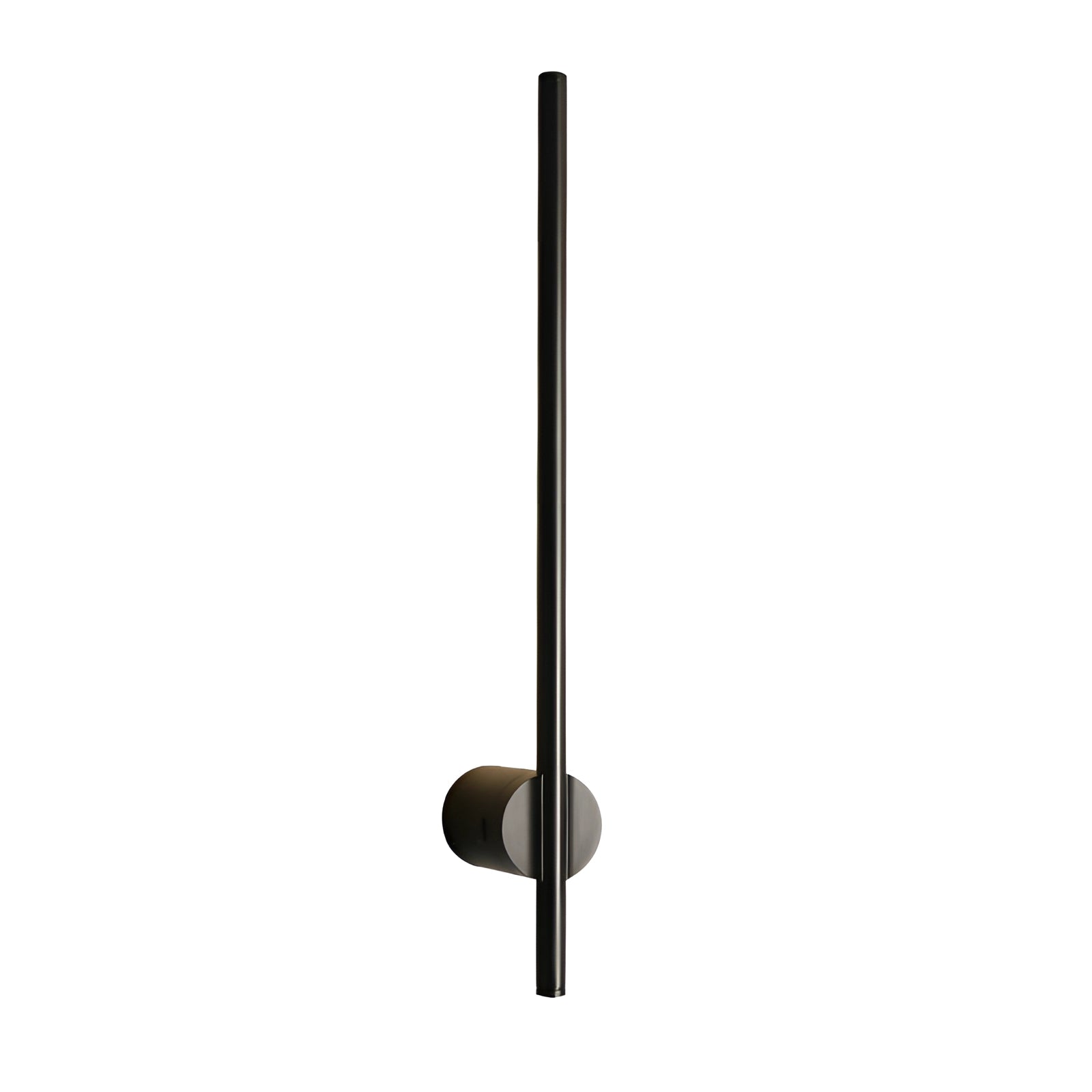 Minimalist LED wall sconce in cool white light, 5500-7000K, sleek vertical design mounted on a modern home's wall.