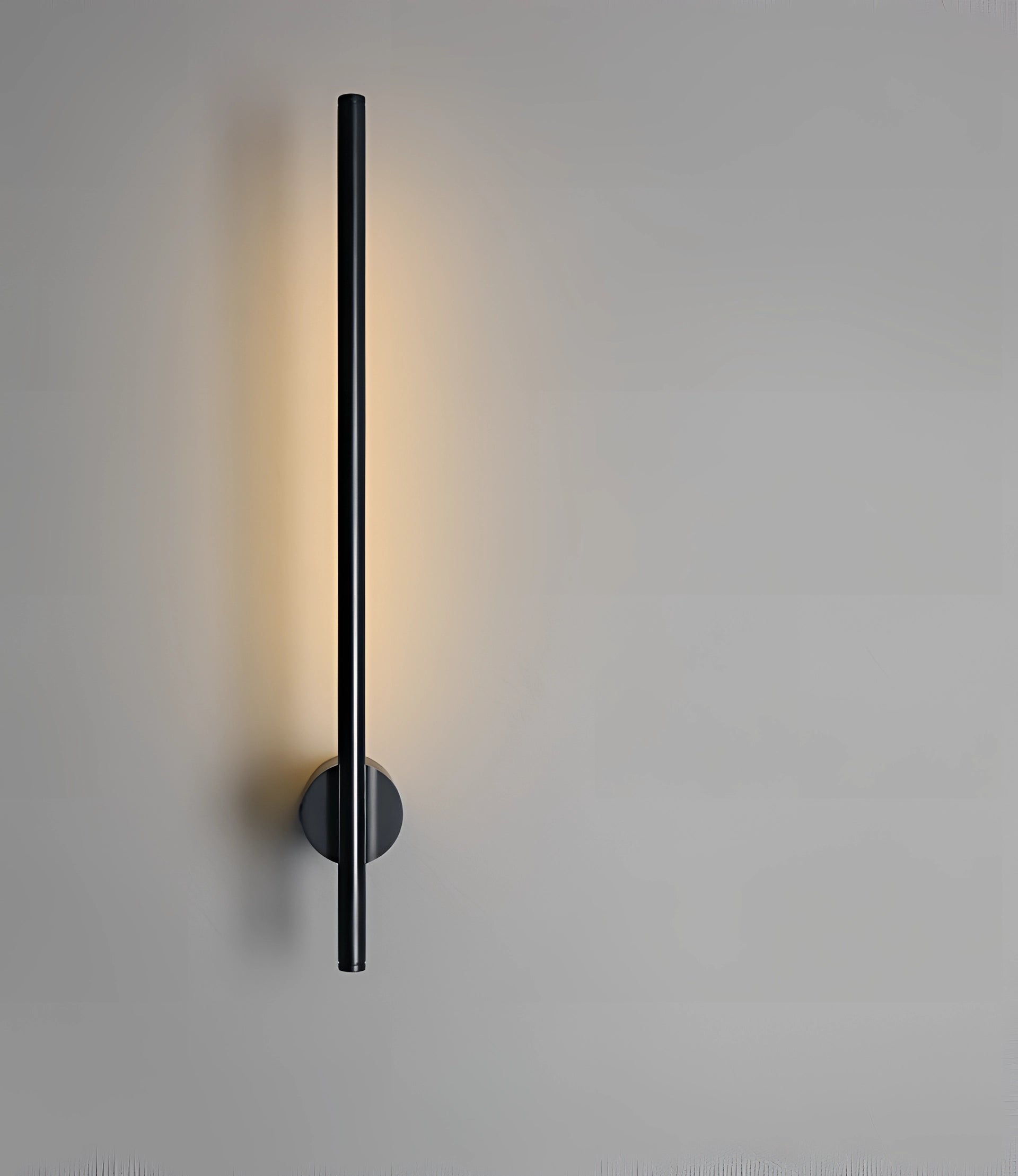 Minimalist LED Wall Sconce with a sleek vertical design, mounted on a modern home wall, emitting a soft electric blue light.