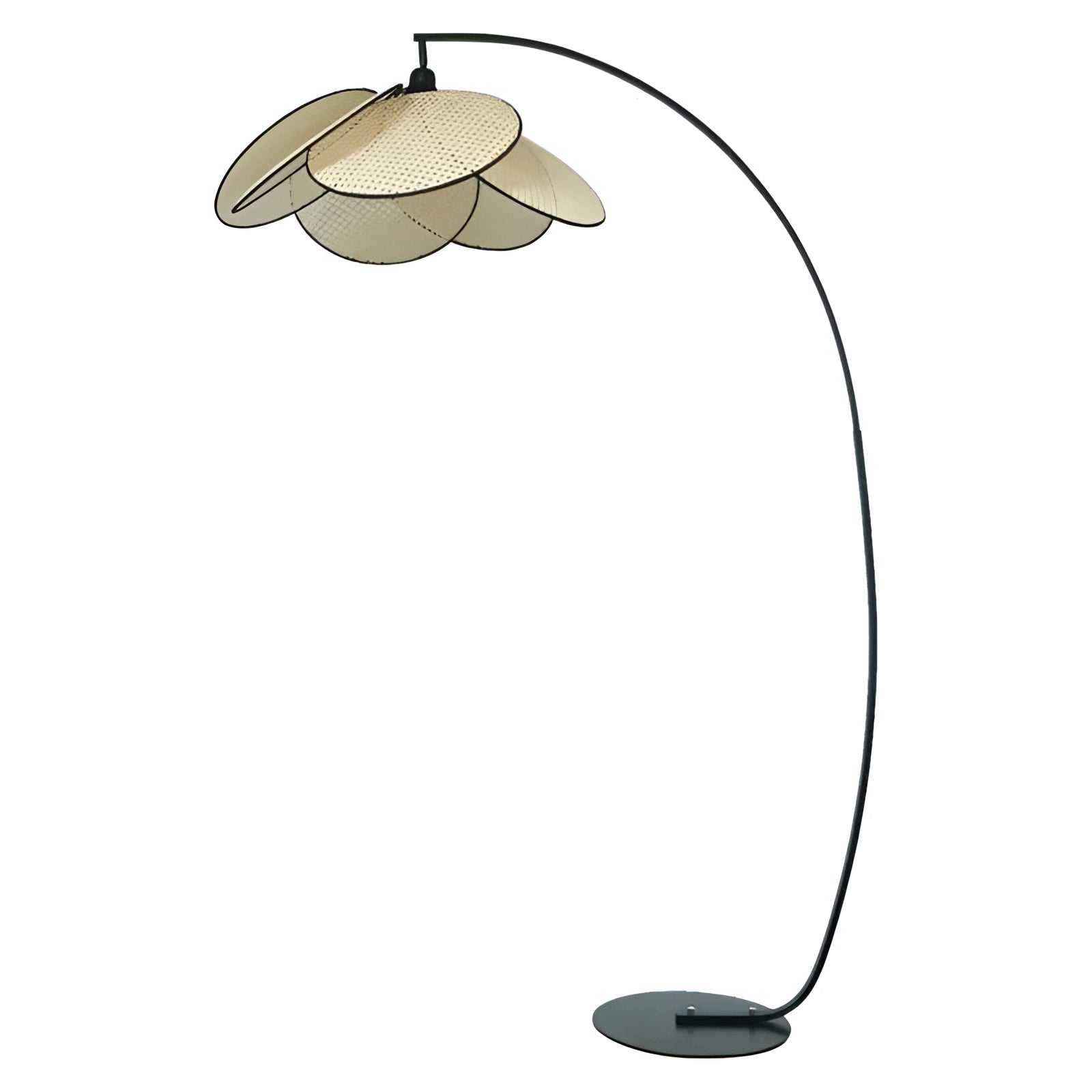 Modern adjustable arched floor lamp with minimalist design and sleek arc light.