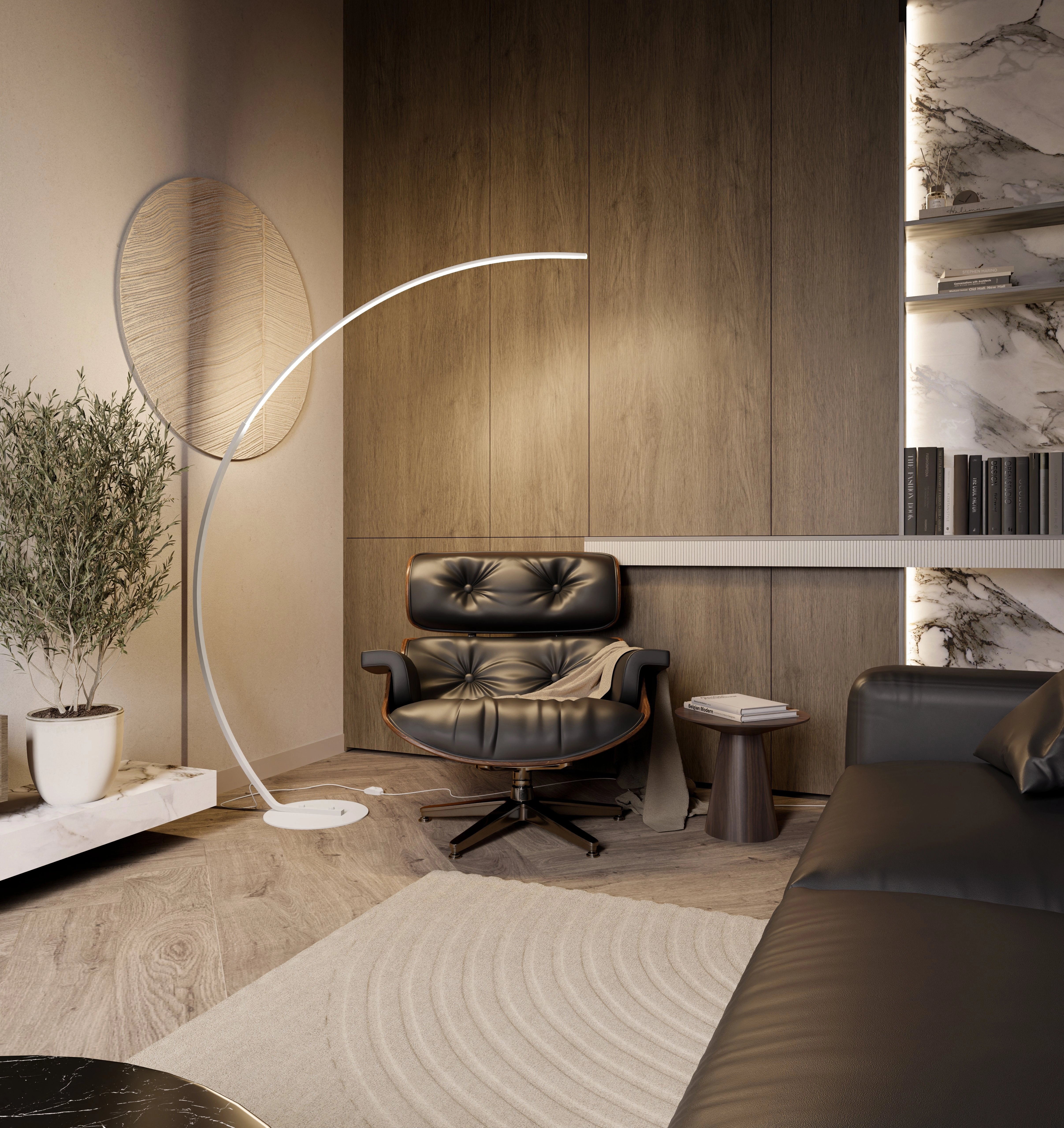 Modern Arc Floor Lamp - Minimalist LED, Sleek Metal Finish