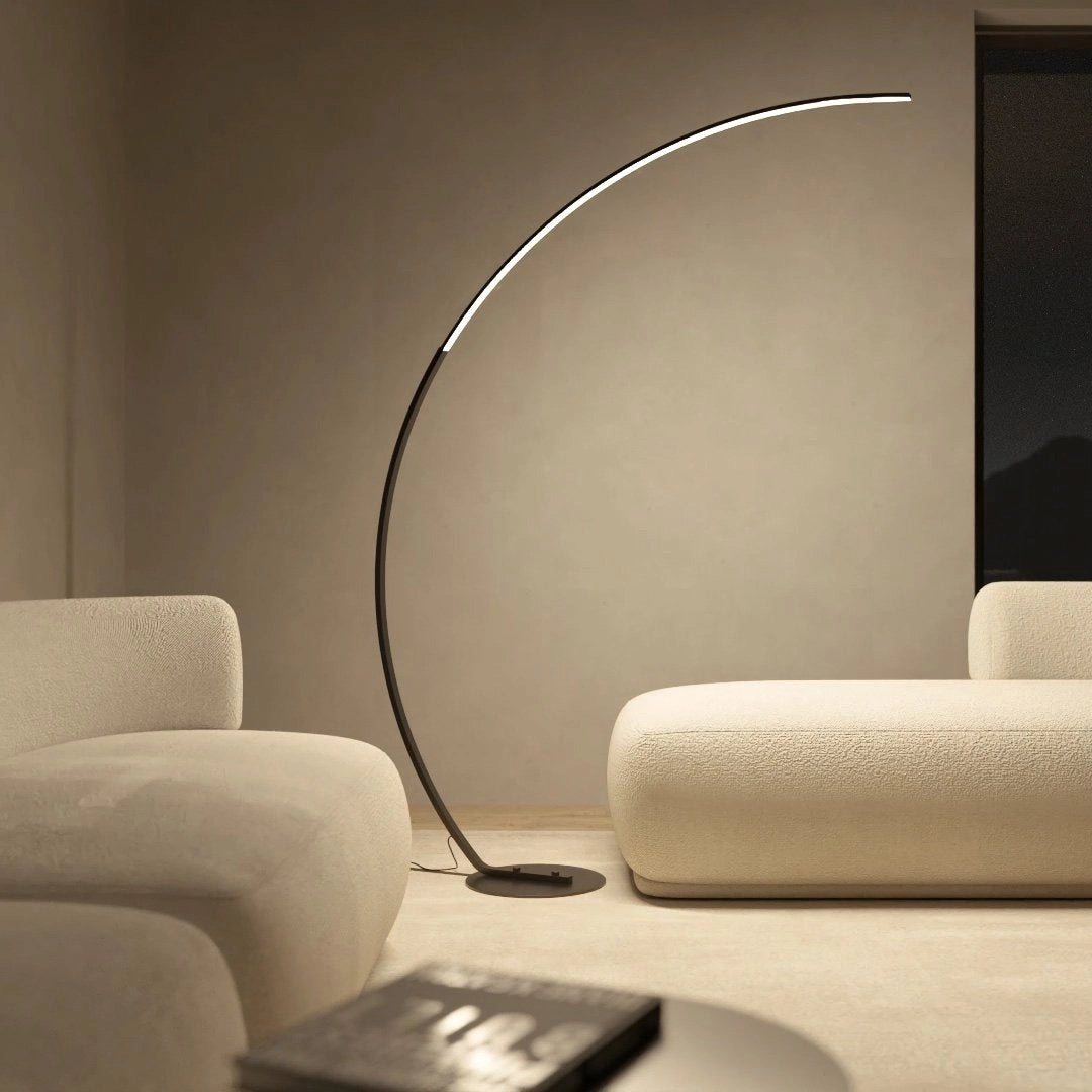 Modern Arc Floor Lamp - Minimalist LED, Sleek Metal Finish