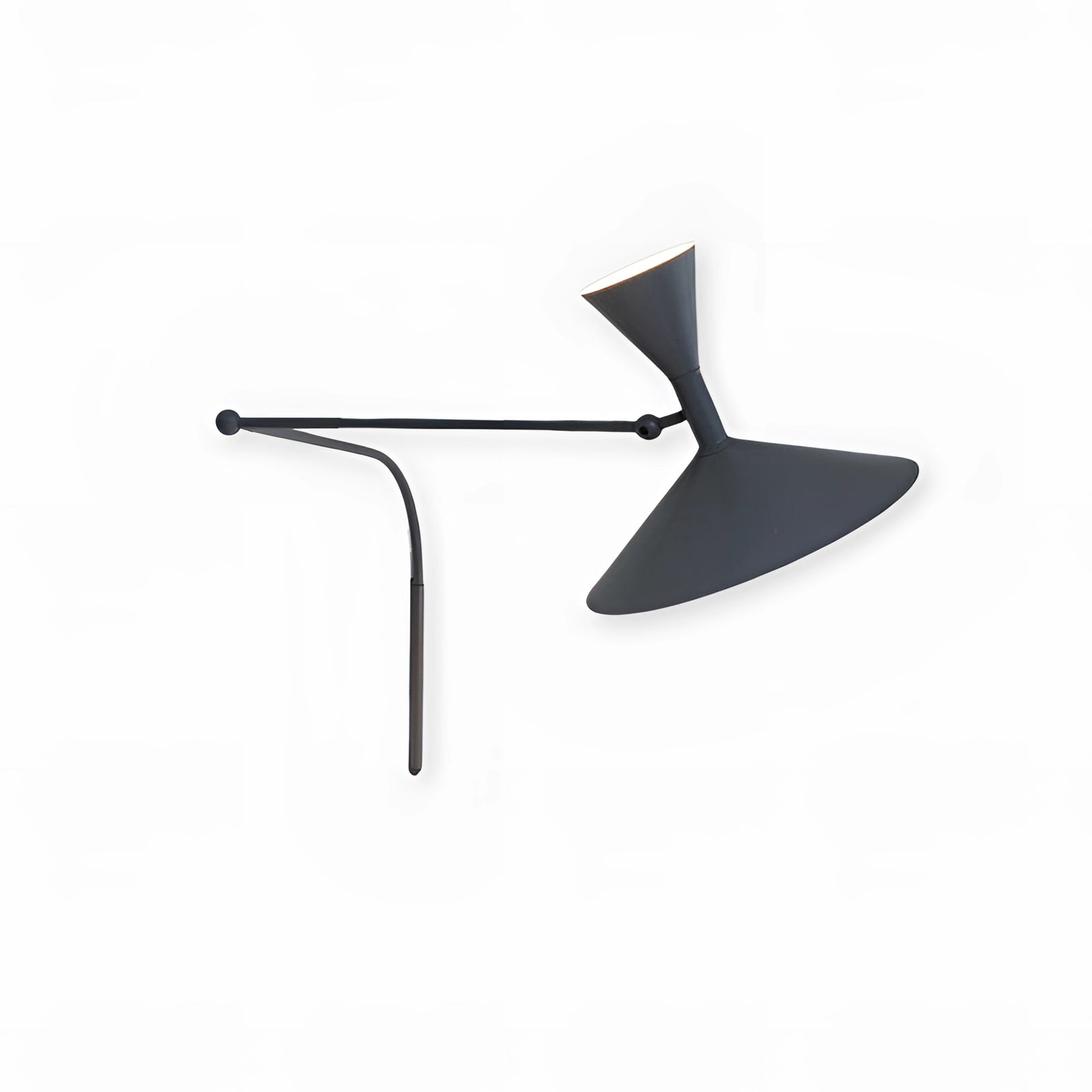 Modern black geometric wall sconce with a contemporary minimalist design, featuring a circle motif and sleek aluminium finish, emitting a soft electric blue light.