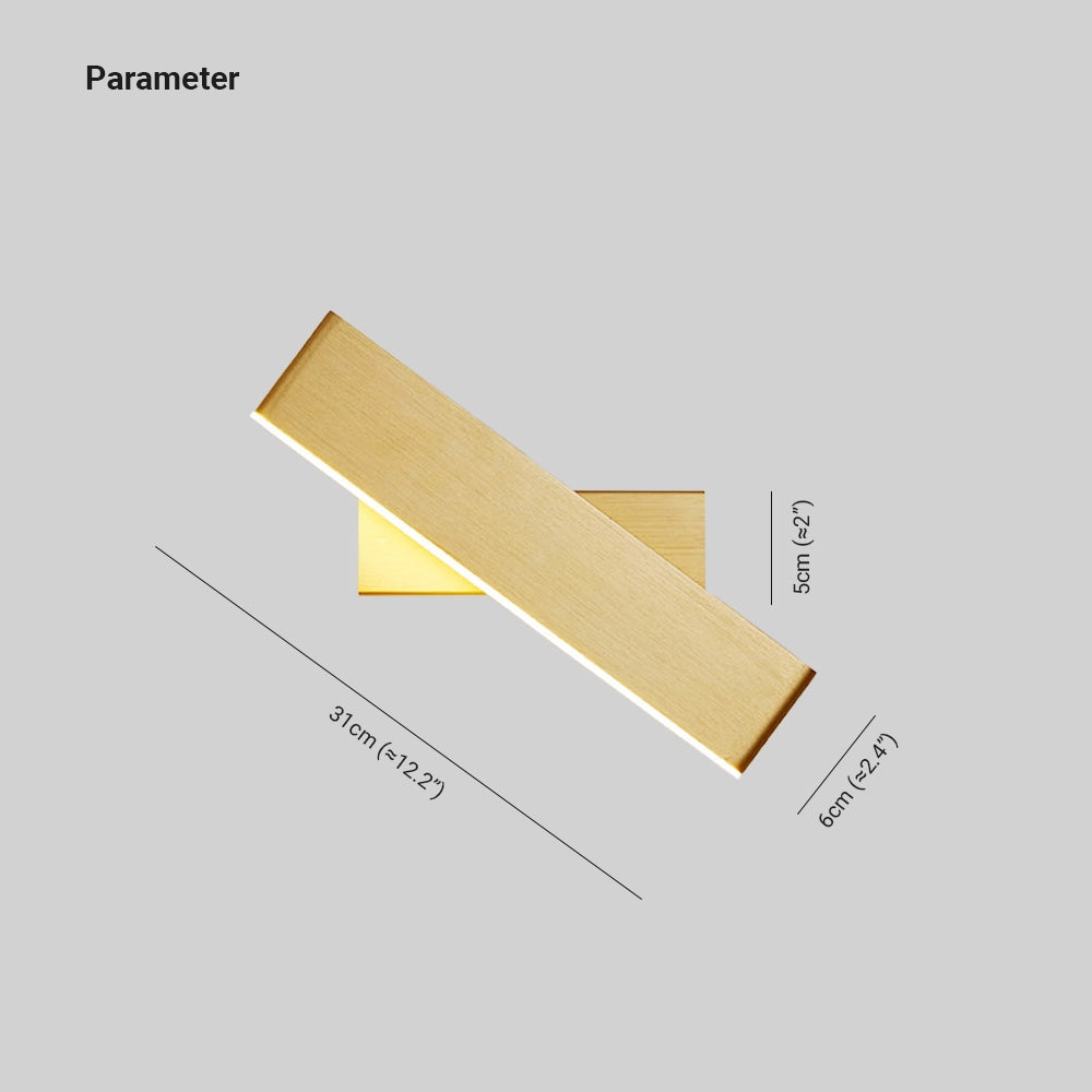 Modern black LED wall sconce with a minimalist geometric design, featuring a rectangular shape made of metal and wood elements, against a beige background.