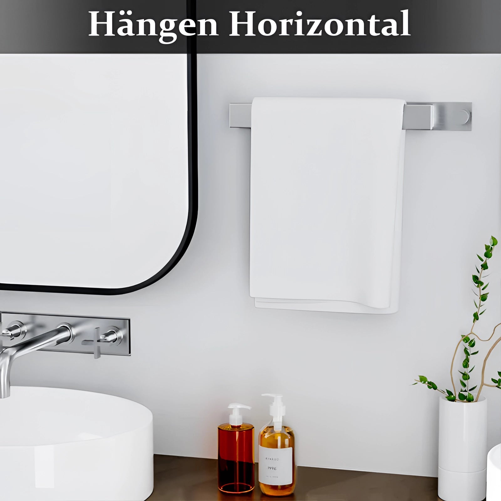 Modern Black Wall-Mounted Towel Rack - Space-Saving Bathroom Accessory