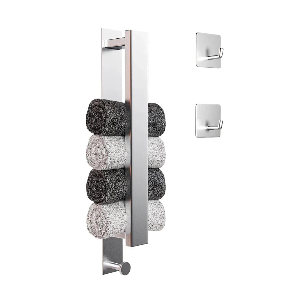 Modern Black Wall-Mounted Towel Rack - Space-Saving Bathroom Accessory
