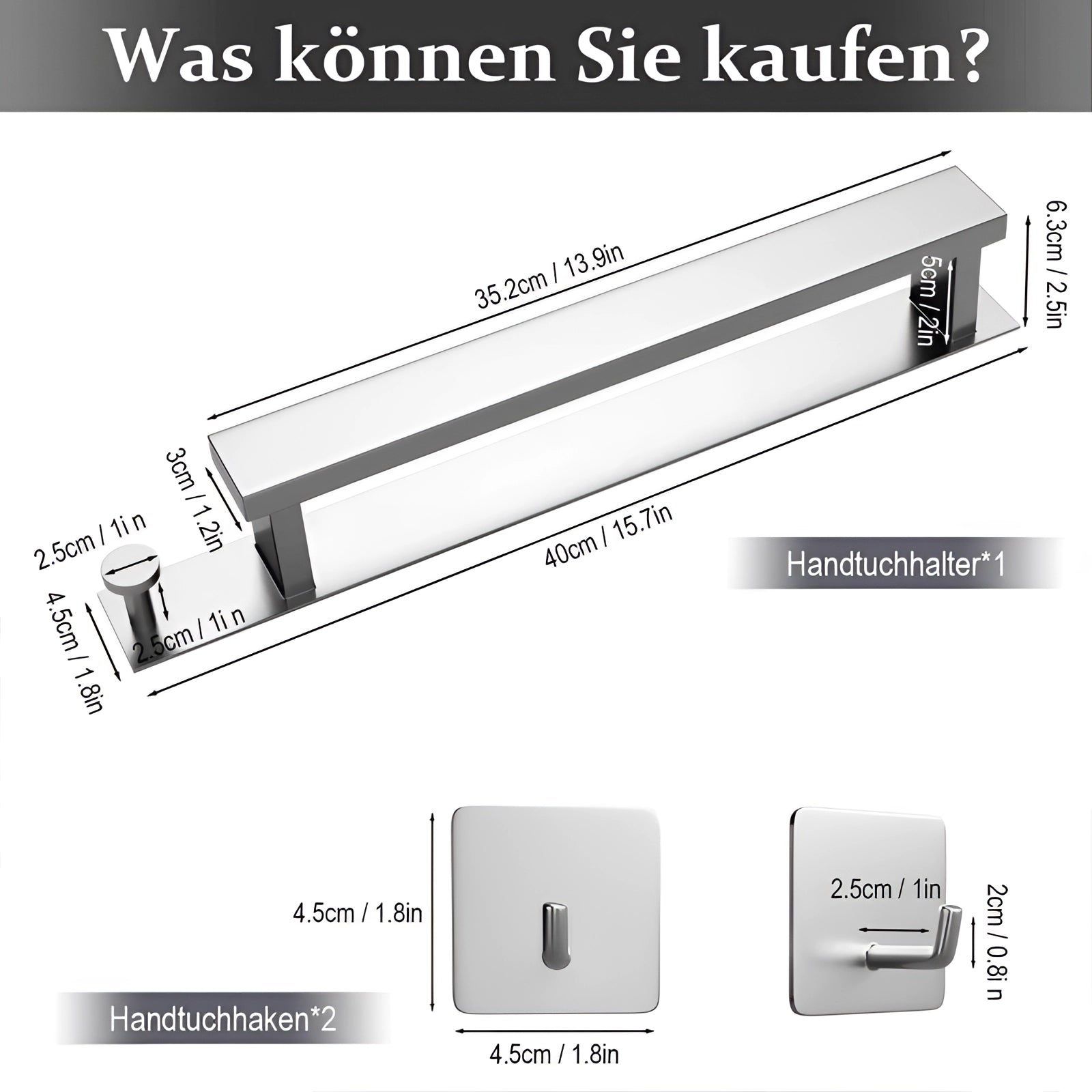 Modern Black Wall-Mounted Towel Rack - Space-Saving Bathroom Accessory