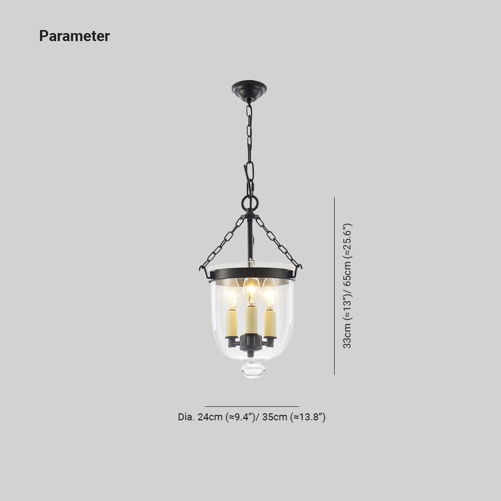 Modern brass and glass pendant light chandelier with a circular design, featuring a clear glass shade and a sleek brass finish, elegantly illuminating any indoor space.