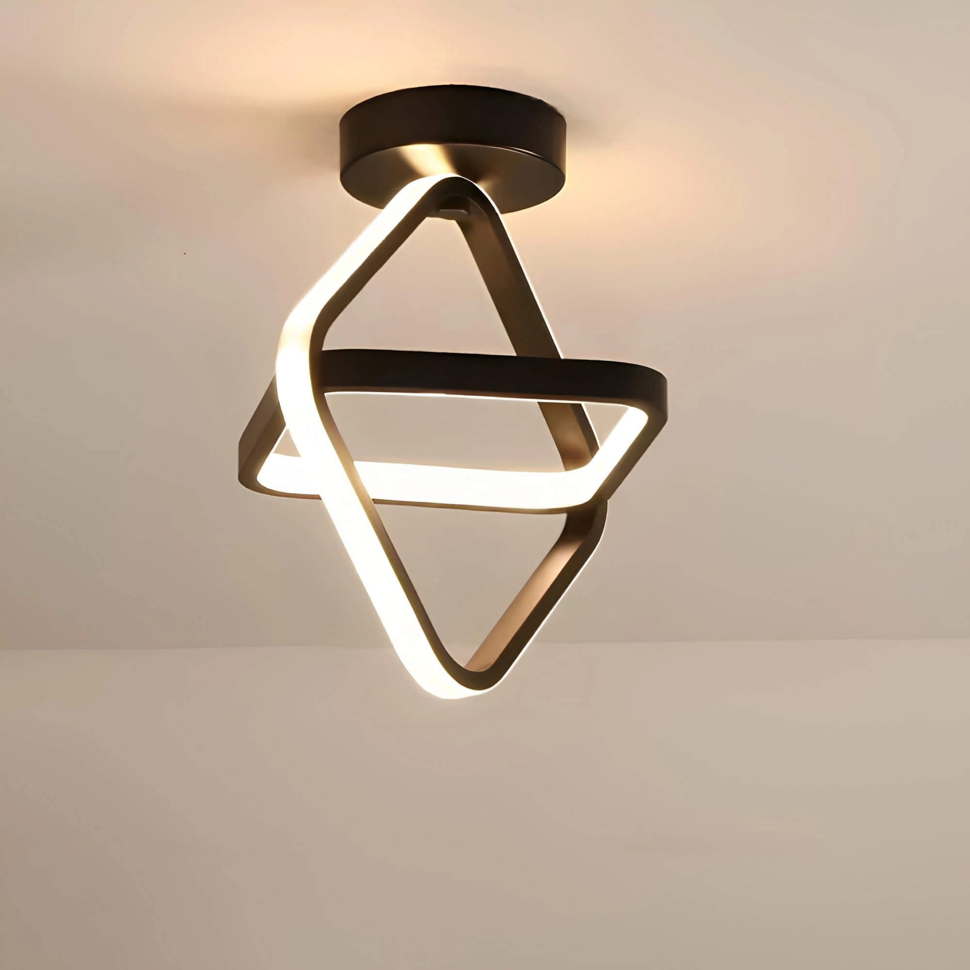 Modern rectangular black LED ceiling light fixture with a minimalist design, featuring metal and wood elements.