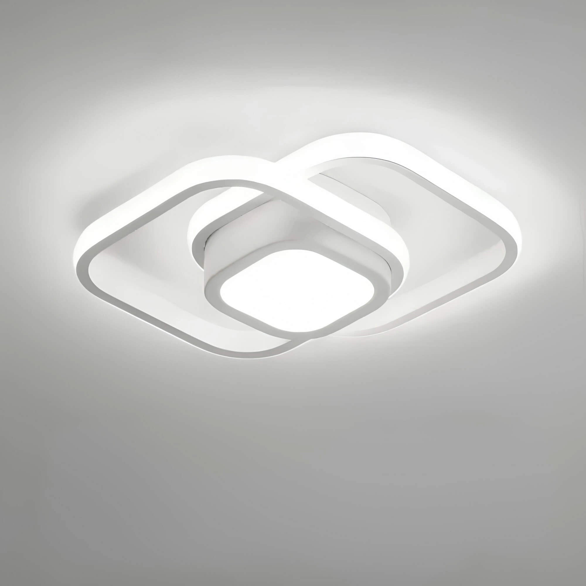 A sleek and minimalist square white LED ceiling light with a modern circular design, featuring energy-efficient lighting suitable for contemporary interiors.