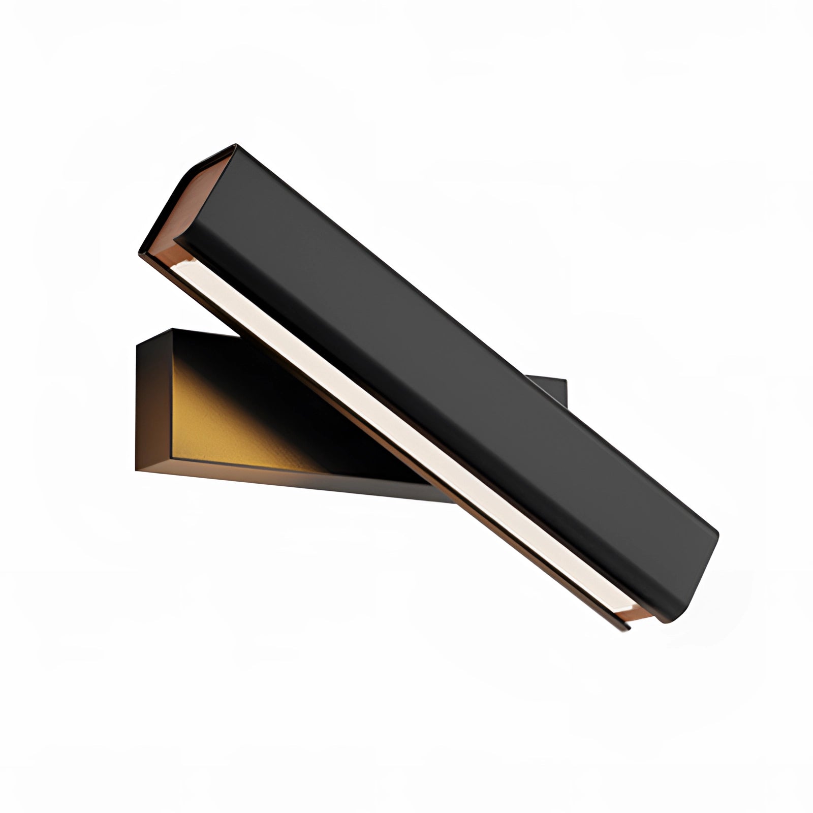 Modern LED wall sconce featuring a sleek rectangular design with an adjustable black and gold finish, suitable for contemporary interiors.