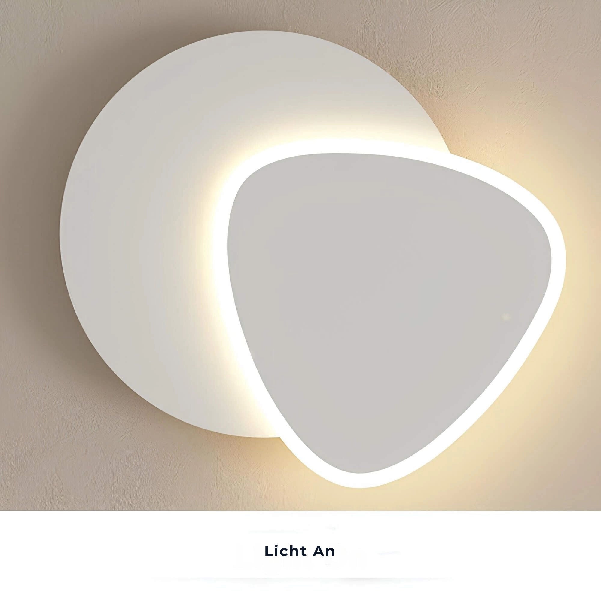 Modern LED wall sconce with a geometric minimalist design, featuring a round shape and a three-color lighting option, mounted on an indoor wall.