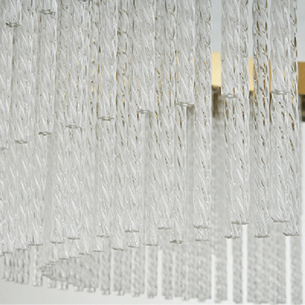 Modern luxury circular crystal LED chandelier with brass finish, featuring intricate crystal detailing and brass elements designed to add an elegant touch to any modern space.