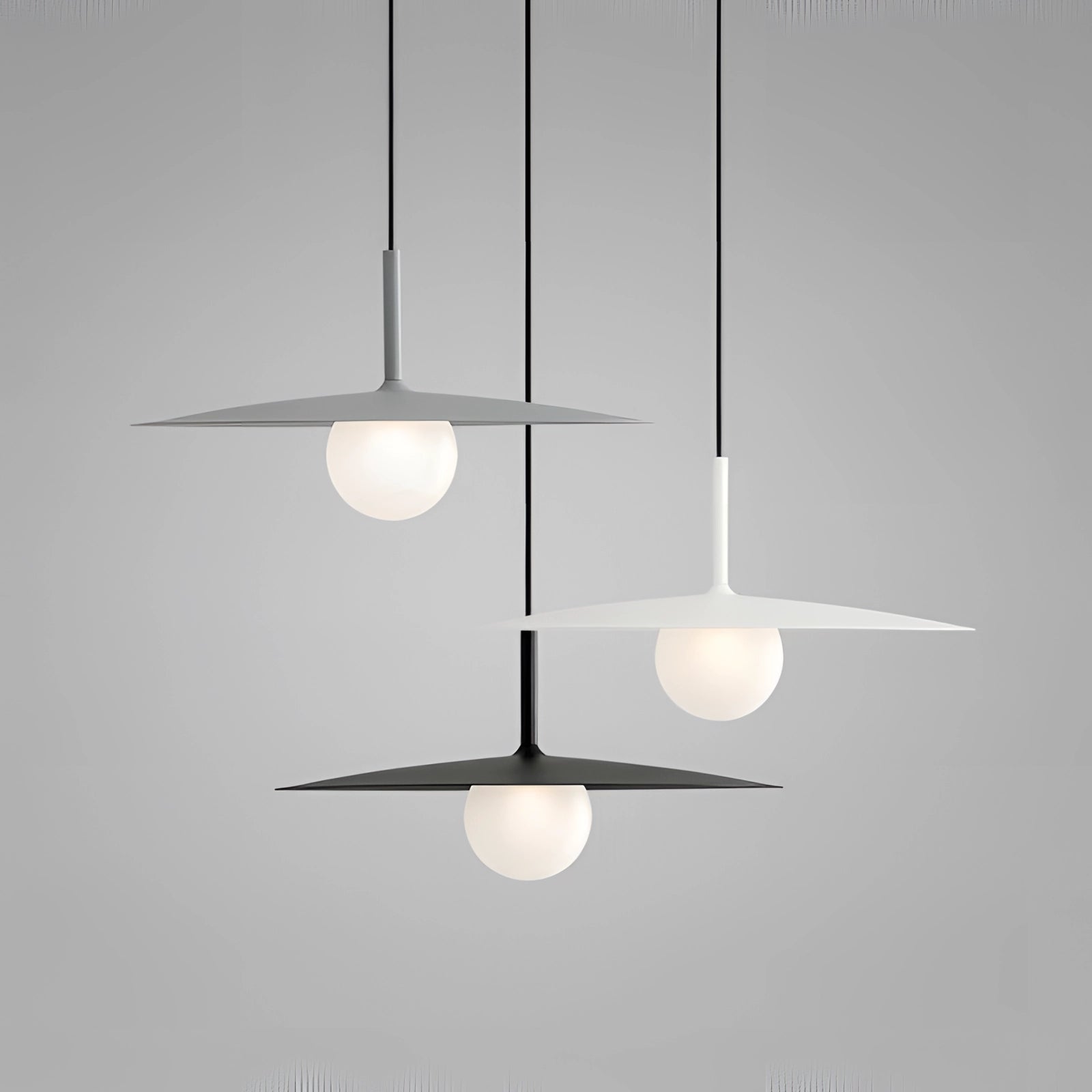 Modern Minimalist LED Pendant Light with a Scandinavian Dual-Tone Design, featuring a circular wooden lampshade and ceiling fixture.