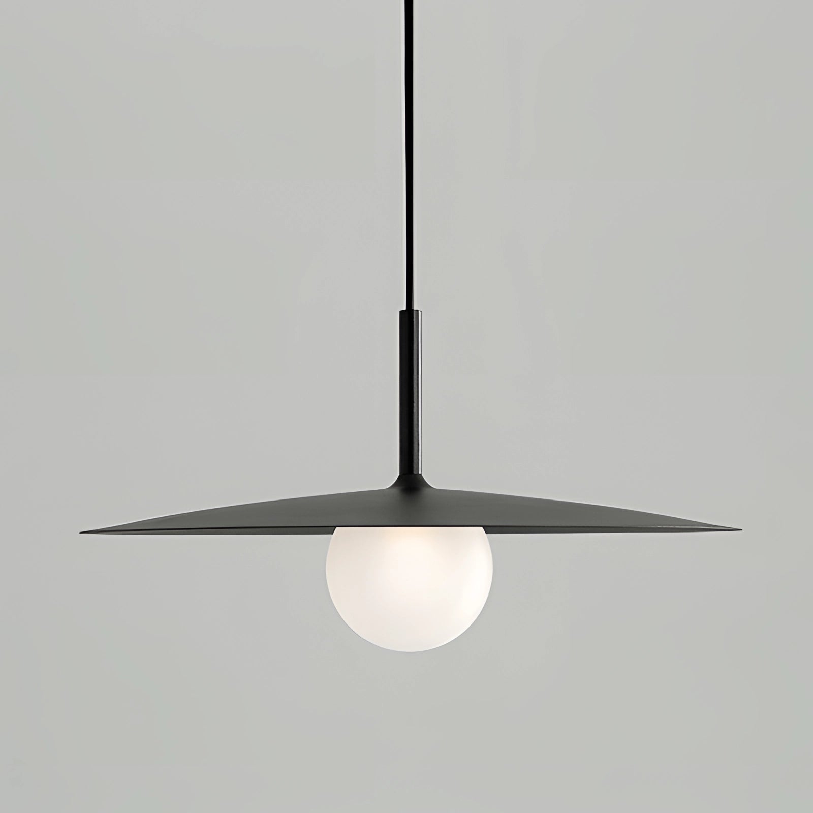 Modern minimalist LED pendant light with a Scandinavian dual-tone design in black, featuring a large symmetrical structure, mounted on the ceiling, providing a sleek and artistic lighting fixture ideal for contemporary interiors.