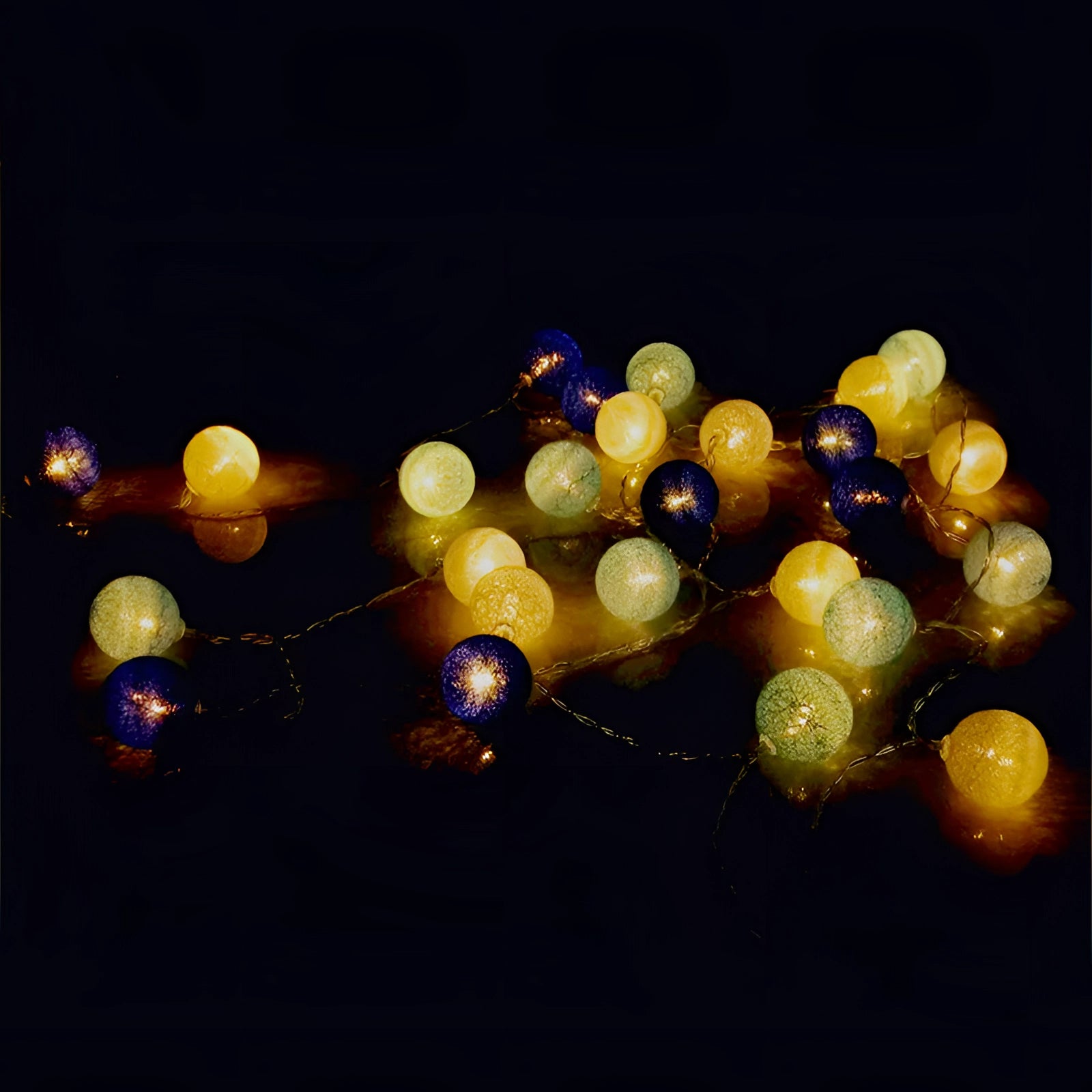 Multicolor Cotton Ball LED String Lights - Boho Decor & Party Lights