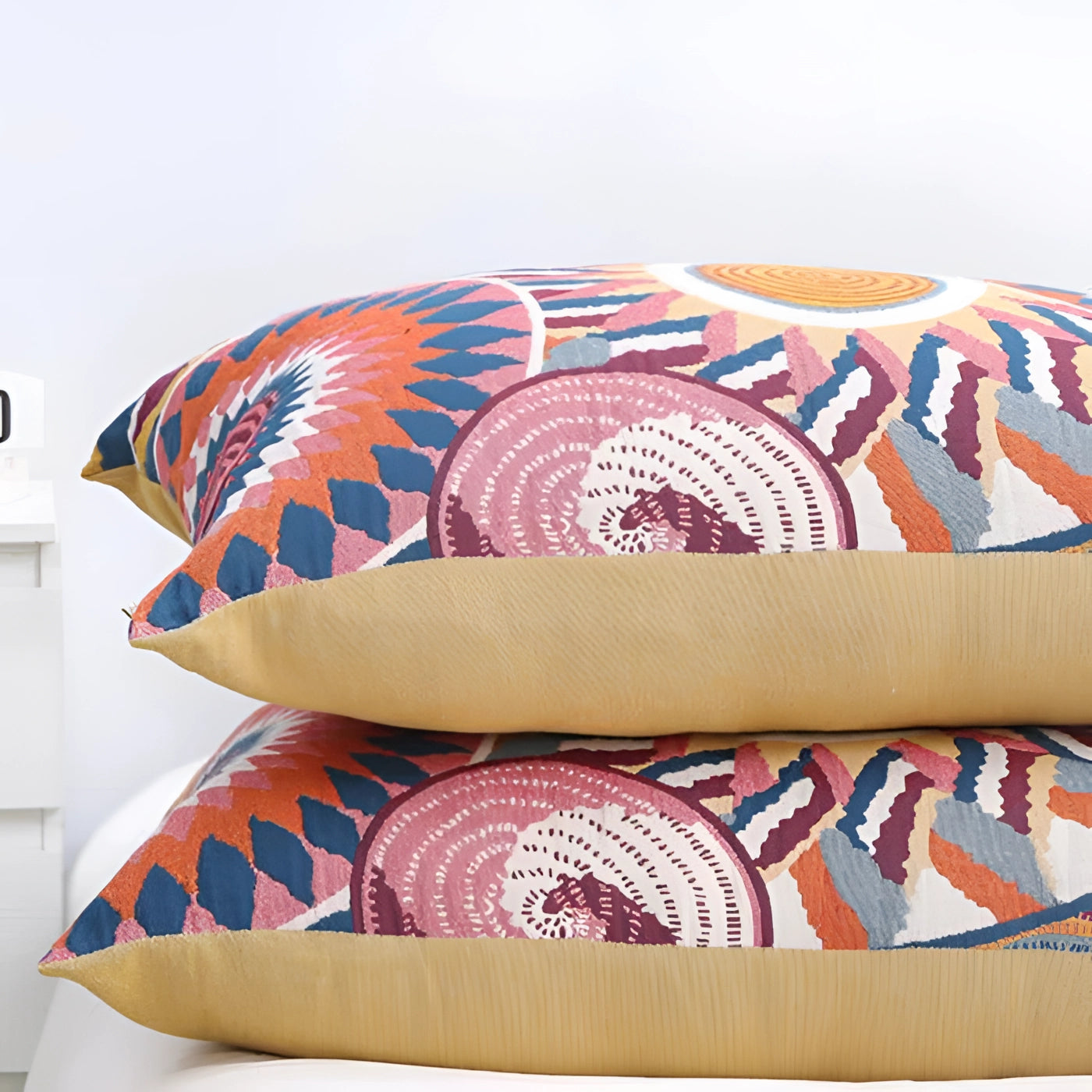 Multicolor Geometric Pillow - Bohemian Throw with Kaleidoscope Patterns