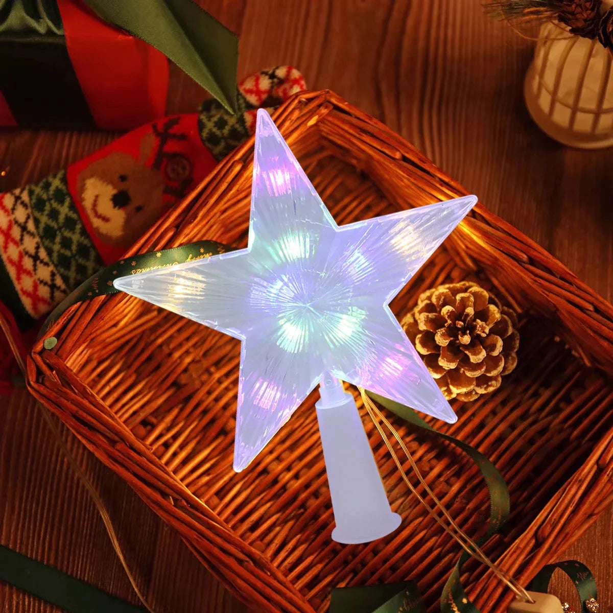 Multicolor LED Star Tree Topper - Illuminated Christmas Decoration