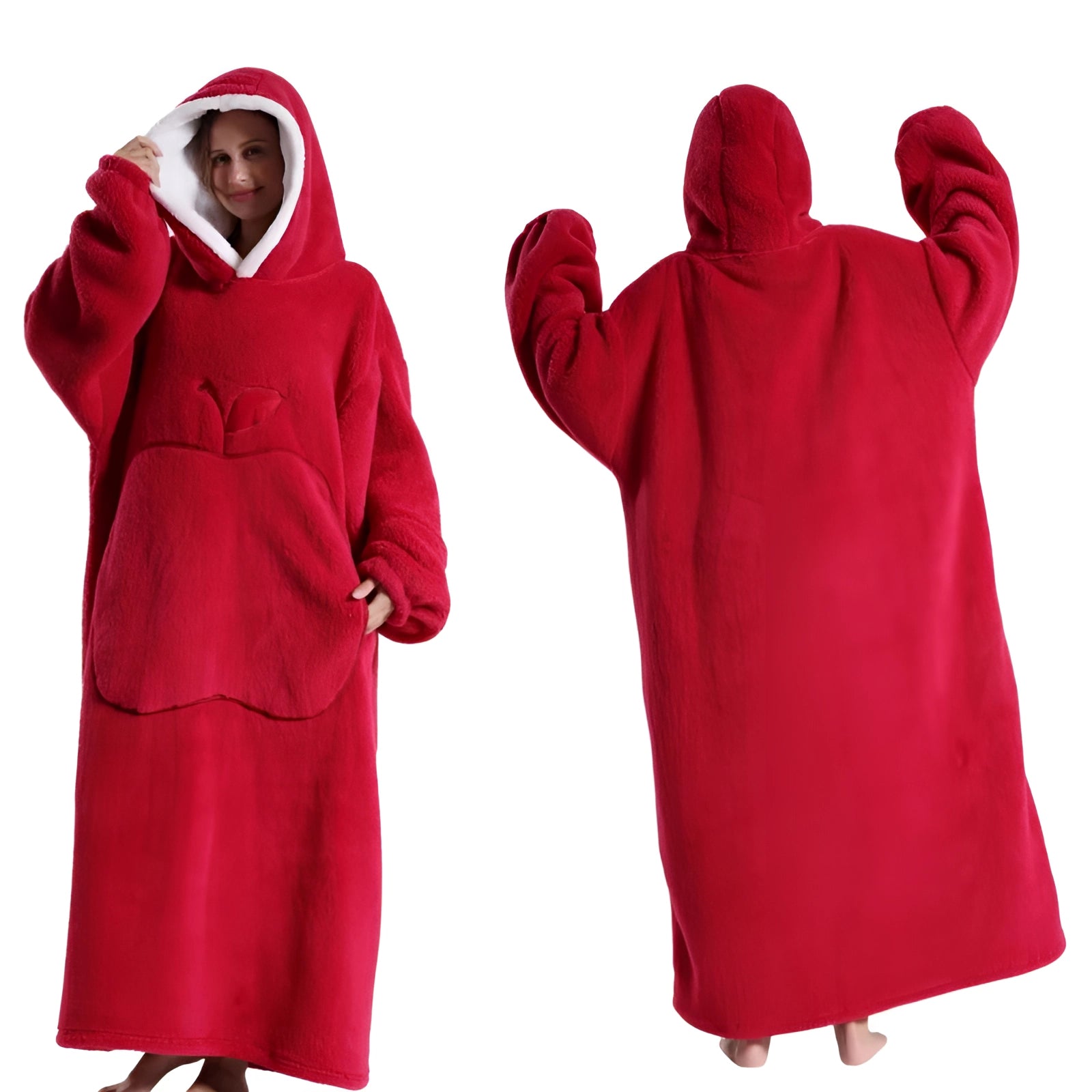 Oversized Pink Hoodie Blanket with Hood - Soft Fleece Wearable