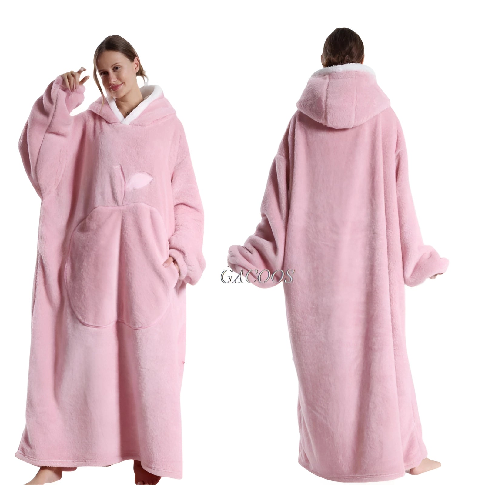 Oversized Pink Hoodie Blanket with Hood - Soft Fleece Wearable