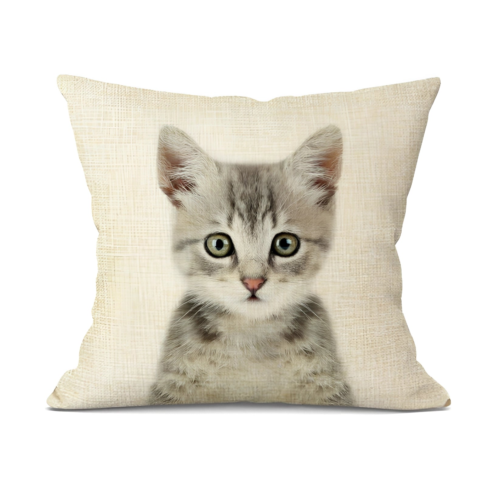 Realistic owl throw pillow featuring a detailed image of an owl's face with vivid eyes, providing a bird-themed decor element.