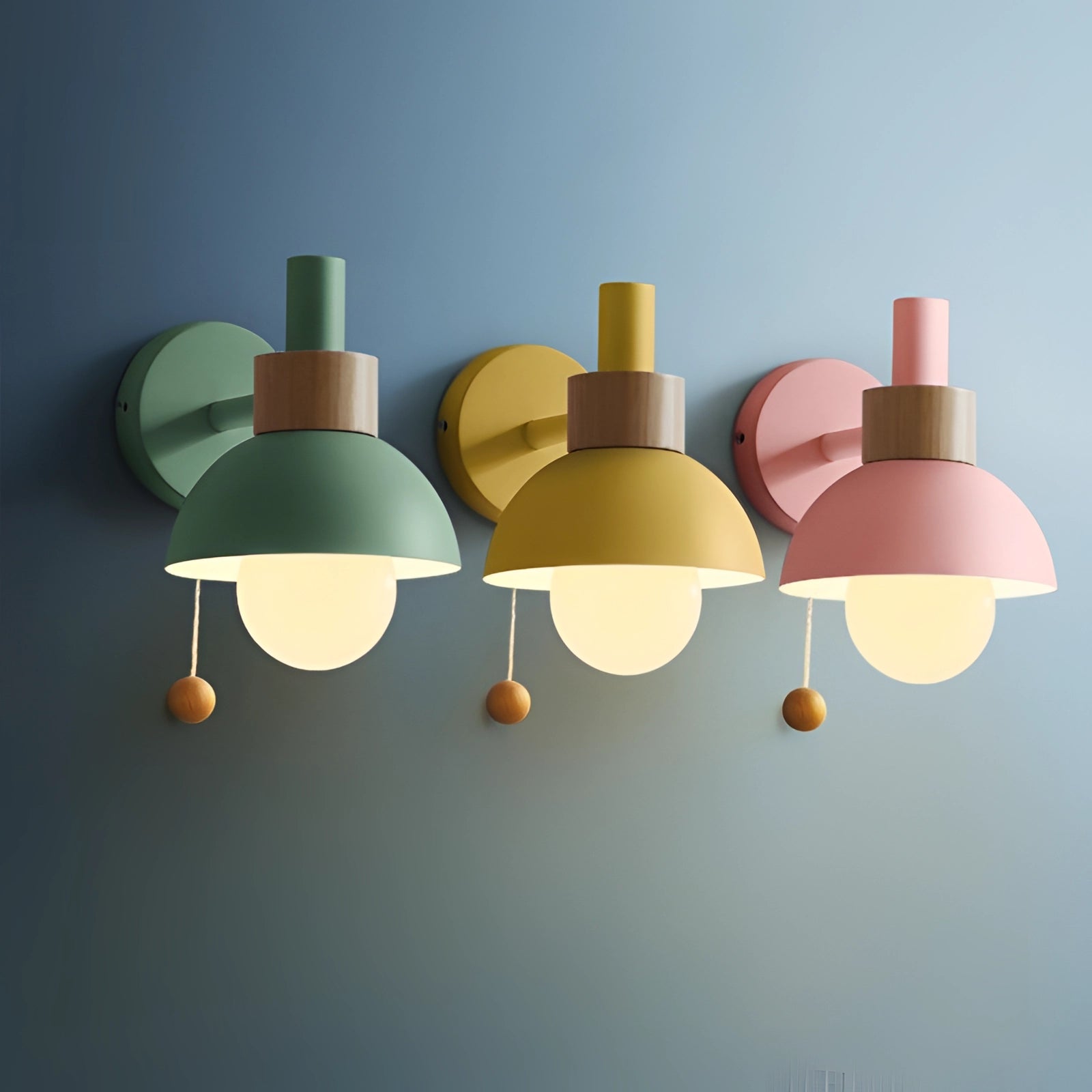 Pastel Scandinavian Adjustable Wall Lamp with minimalist color block design, mounted on a wall, showcasing a cylindrical shape and sleek, modern aesthetic.