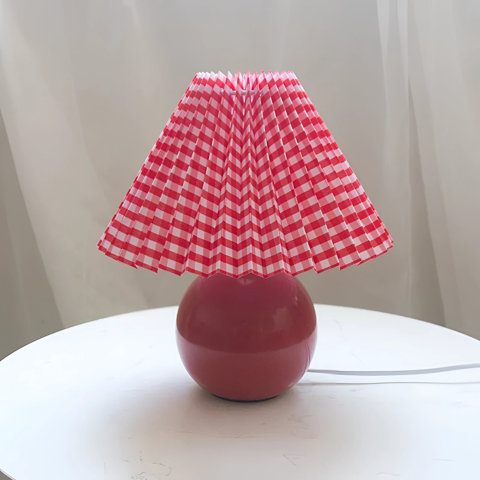 Pink Ceramic Table Lamp with Pleated Shade - Modern Pastel Decor
