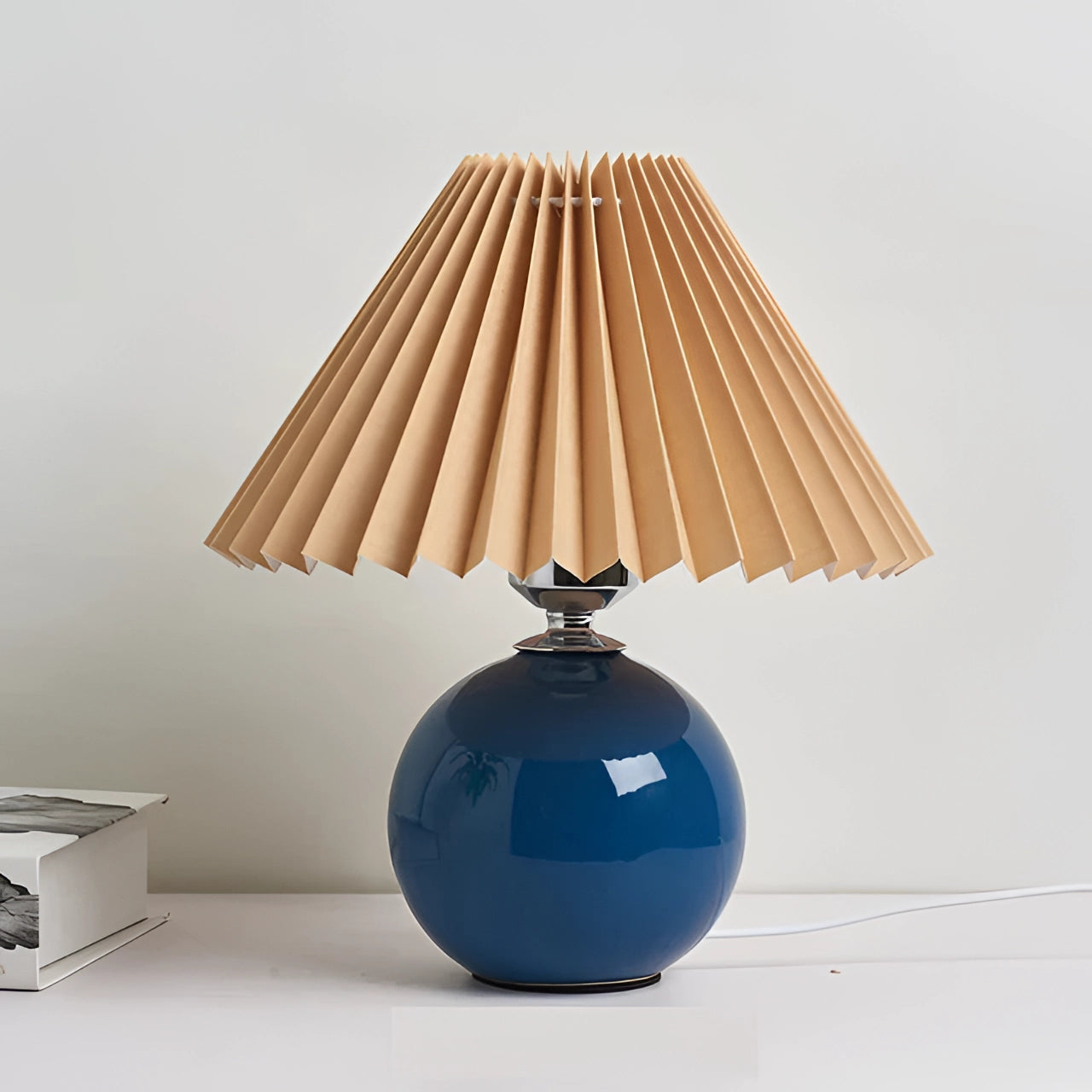 Pink Ceramic Table Lamp with Pleated Shade - Modern Pastel Decor
