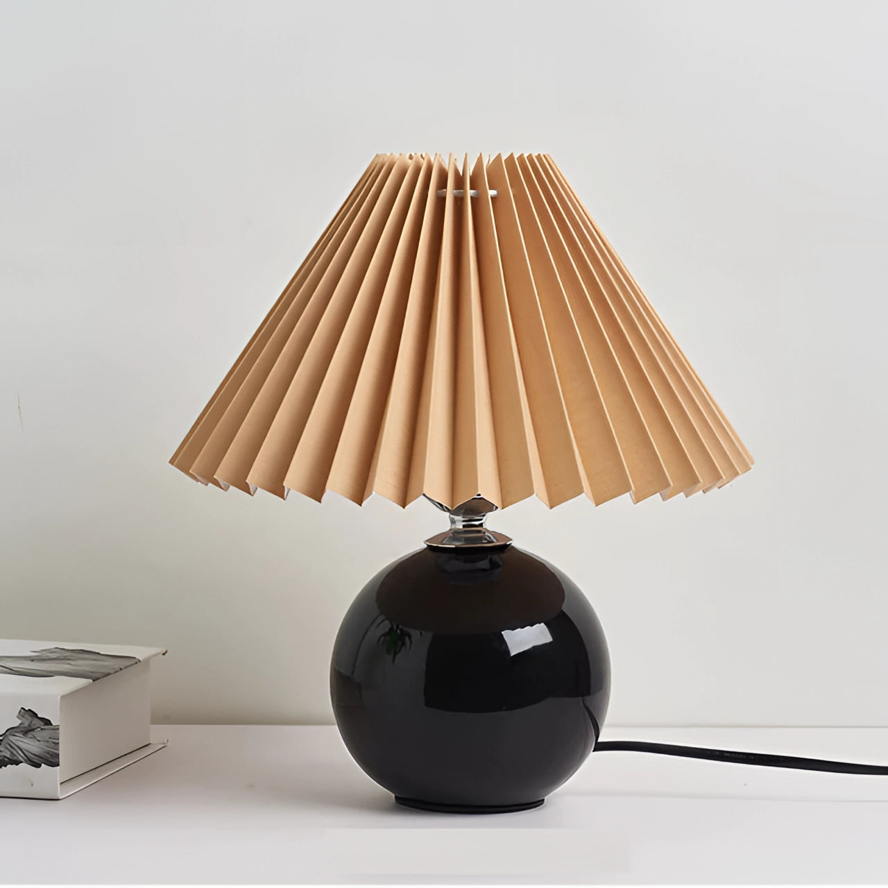 Pink Ceramic Table Lamp with Pleated Shade - Modern Pastel Decor