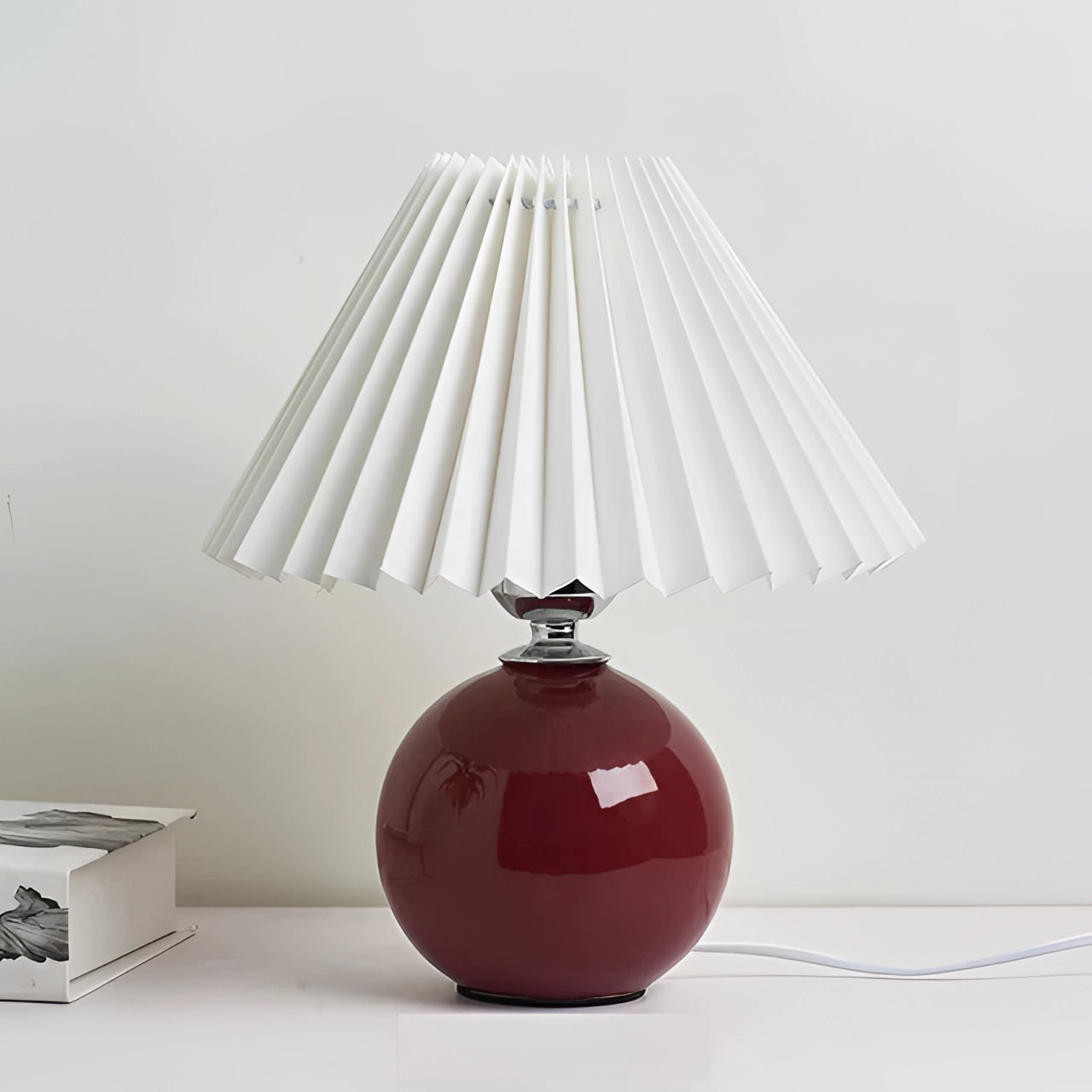 Pink Ceramic Table Lamp with Pleated Shade - Modern Pastel Decor