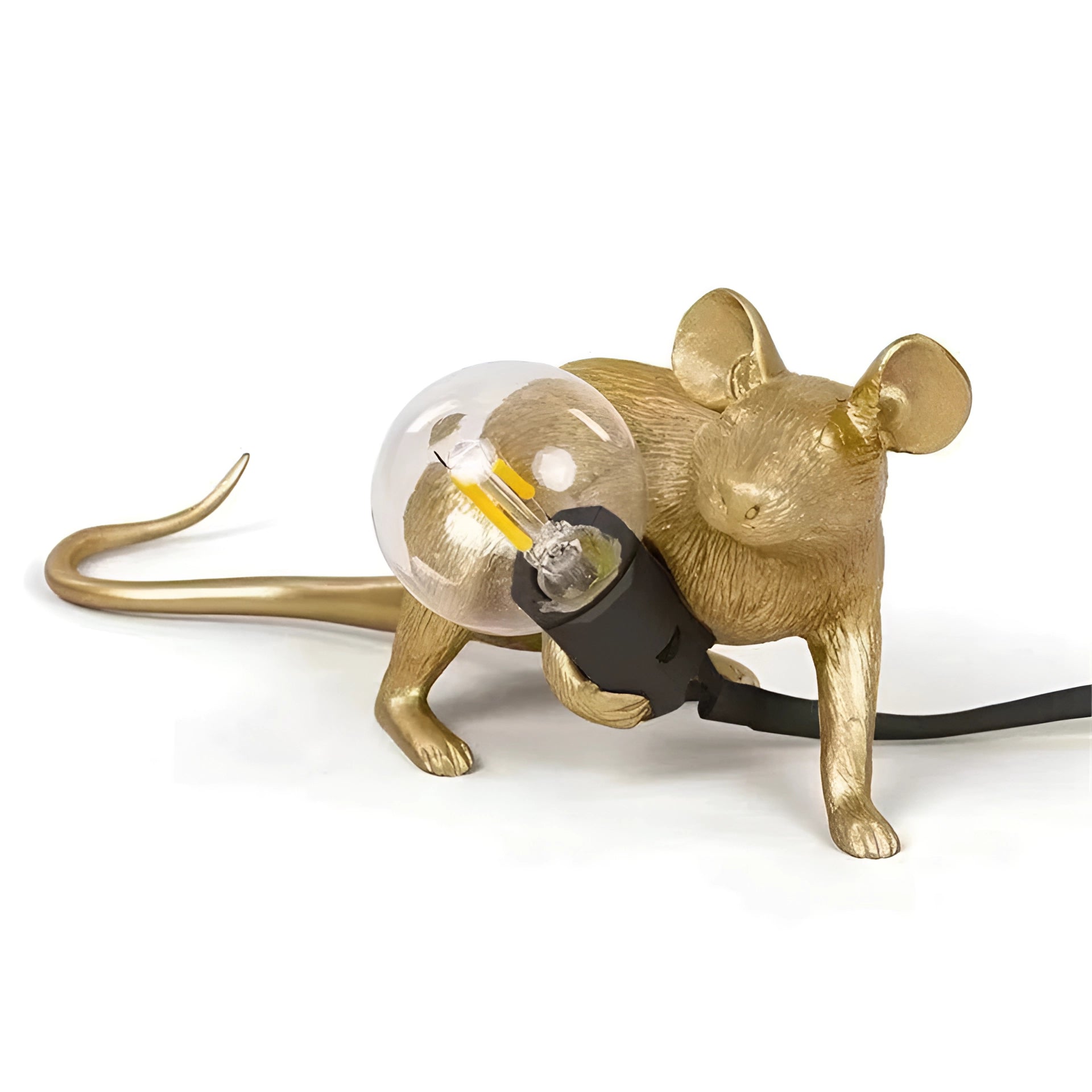 Rat-shaped table lamp designed to resemble a mouse, featuring a lifelike mammal figure, perfect for adding unique animal-themed lighting decor to any room.