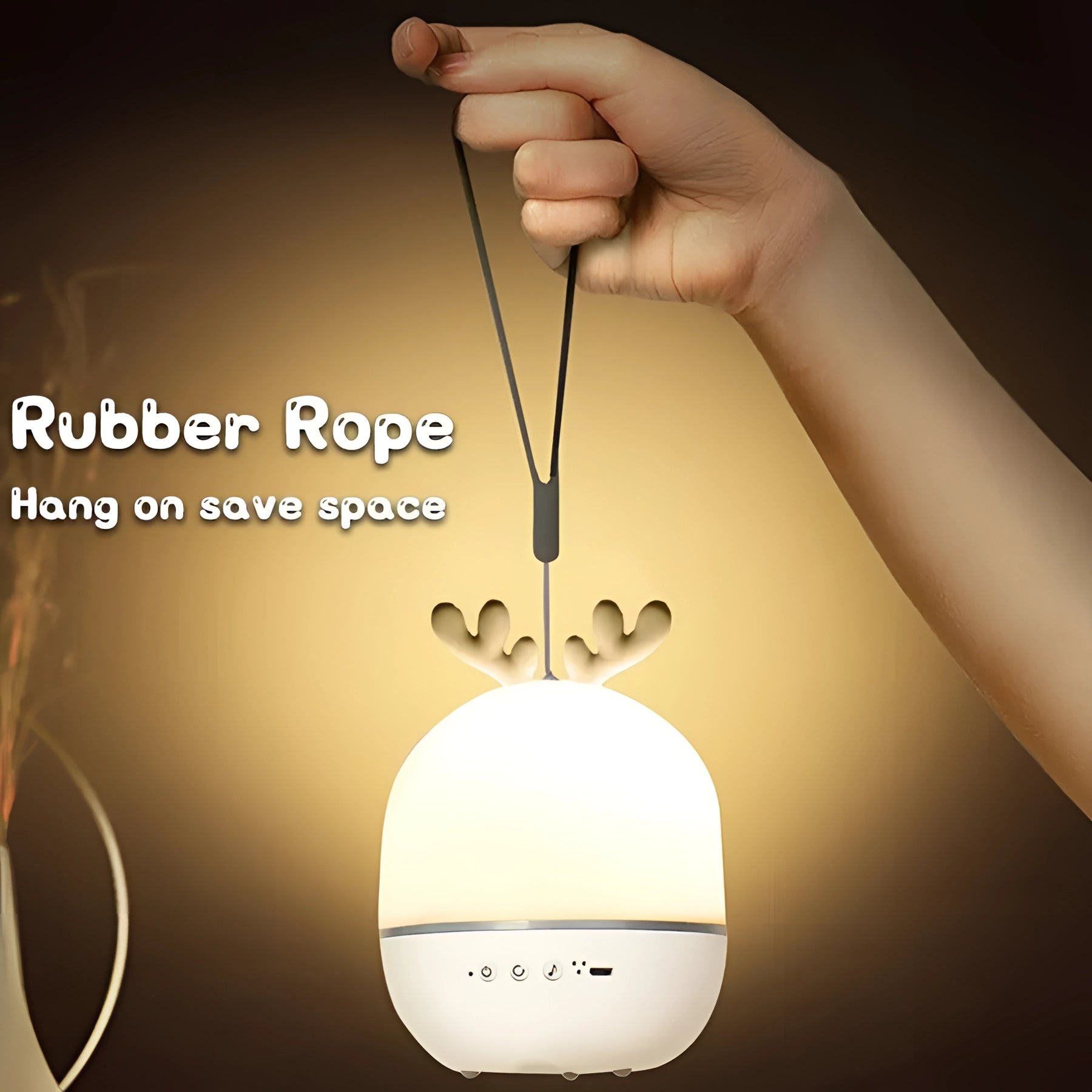 Reindeer-shaped night light and star projector with remote control, featuring dimmable LED lights.