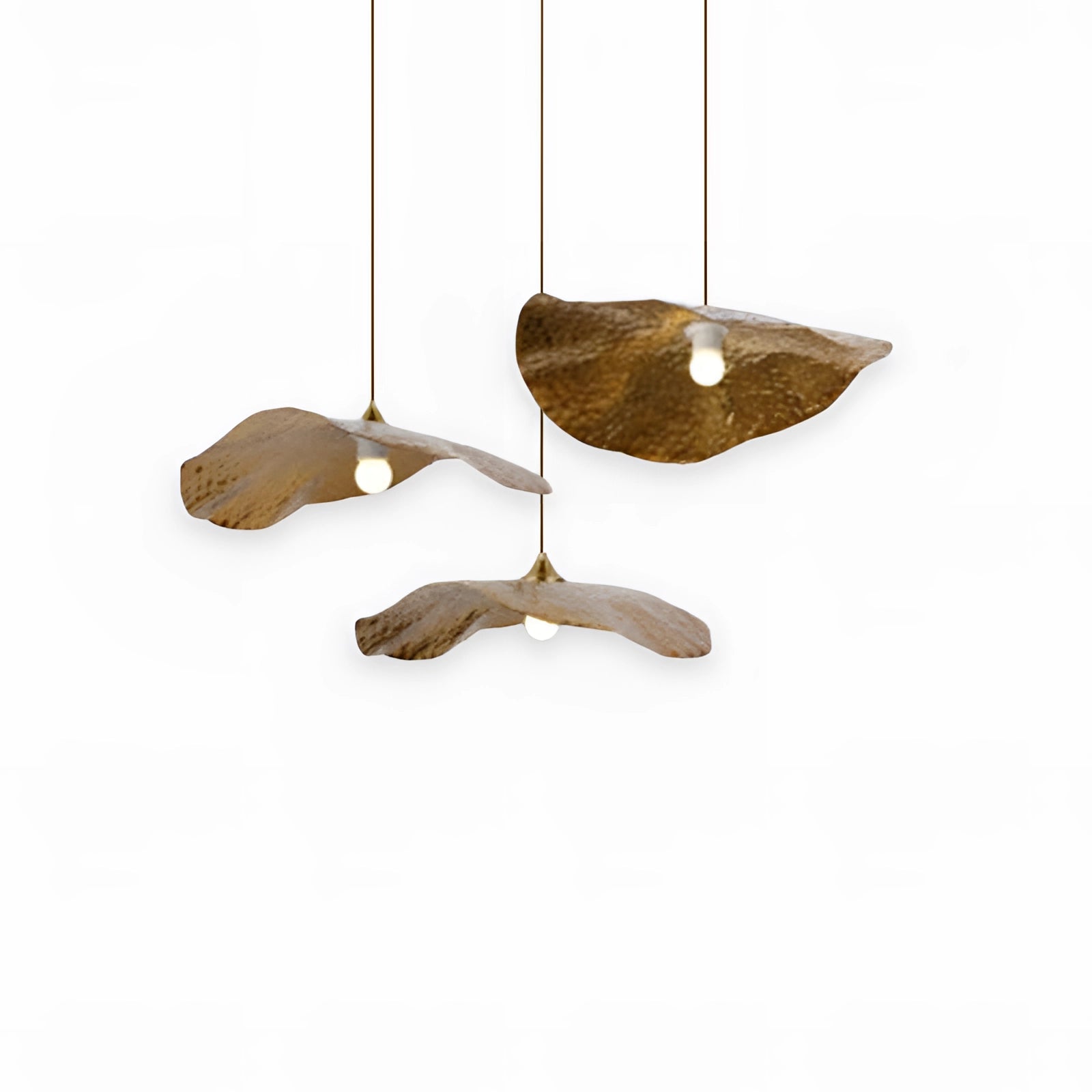Scandinavian eco-friendly wooden pendant light with a minimalist design, featuring a sleek wooden fixture hanging from the ceiling, set against a backdrop of modern decor elements like a wooden shelf and table.