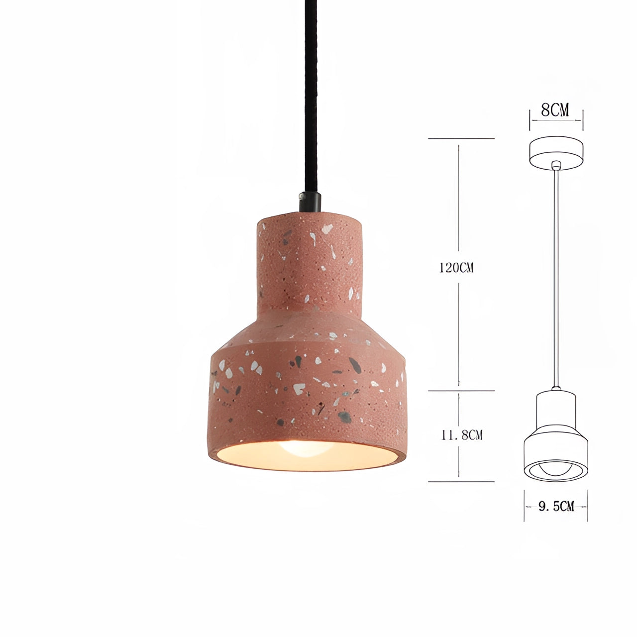 Scandinavian Terrazzo Pendant Light in red, small size, featuring a modern minimalist design with a terrazzo-style finish and sleek metal accents.