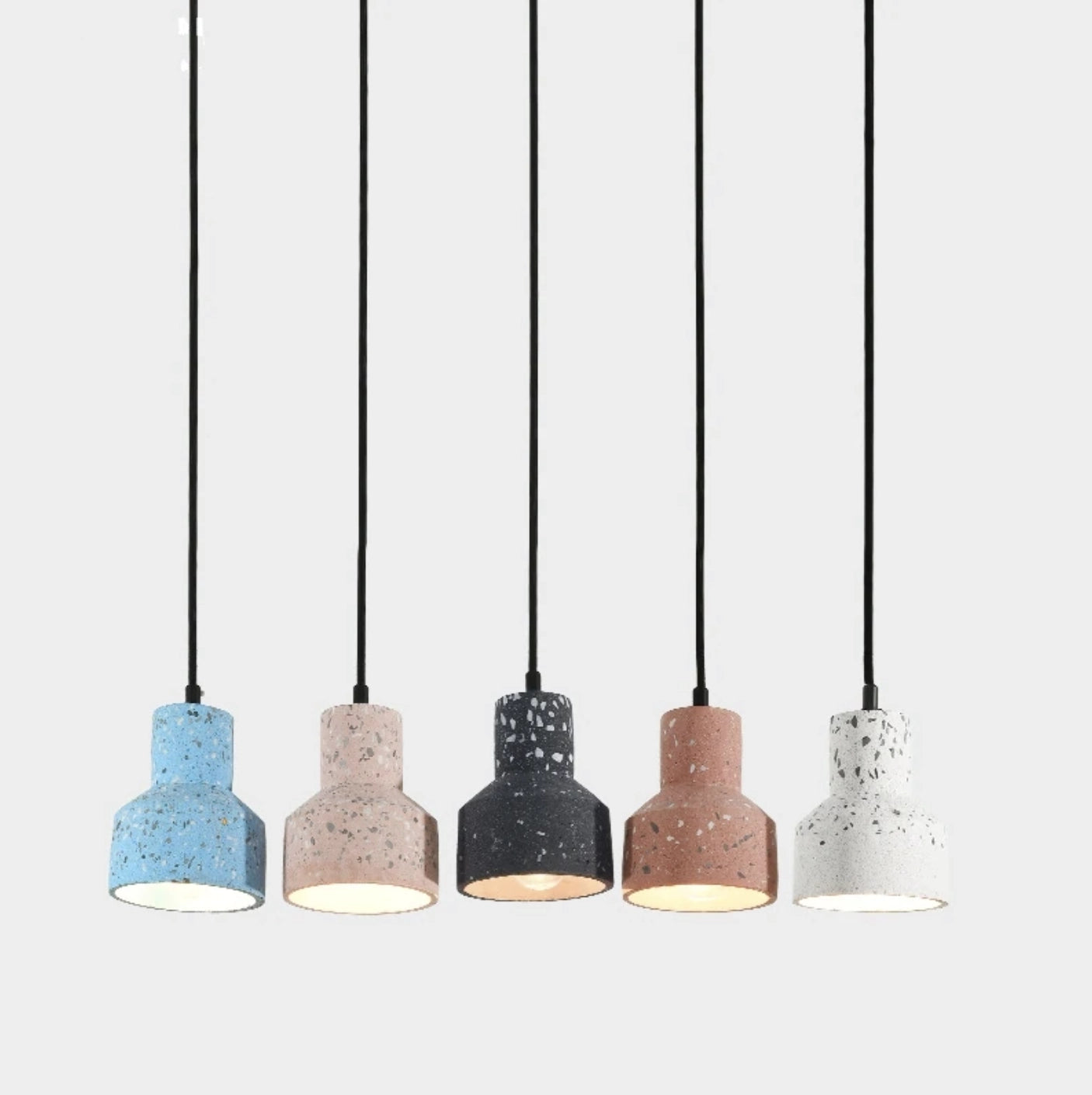 Scandinavian Terrazzo Pendant Lights featuring a modern minimalist design with a patterned terrazzo finish.