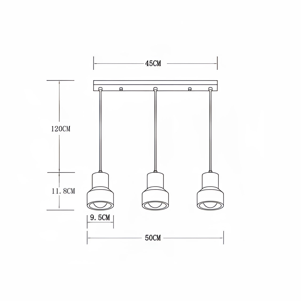Modern Scandinavian Terrazzo Pendant Lights with three elongated heads, showcasing a minimalist design featuring clean, parallel lines and geometric shapes.