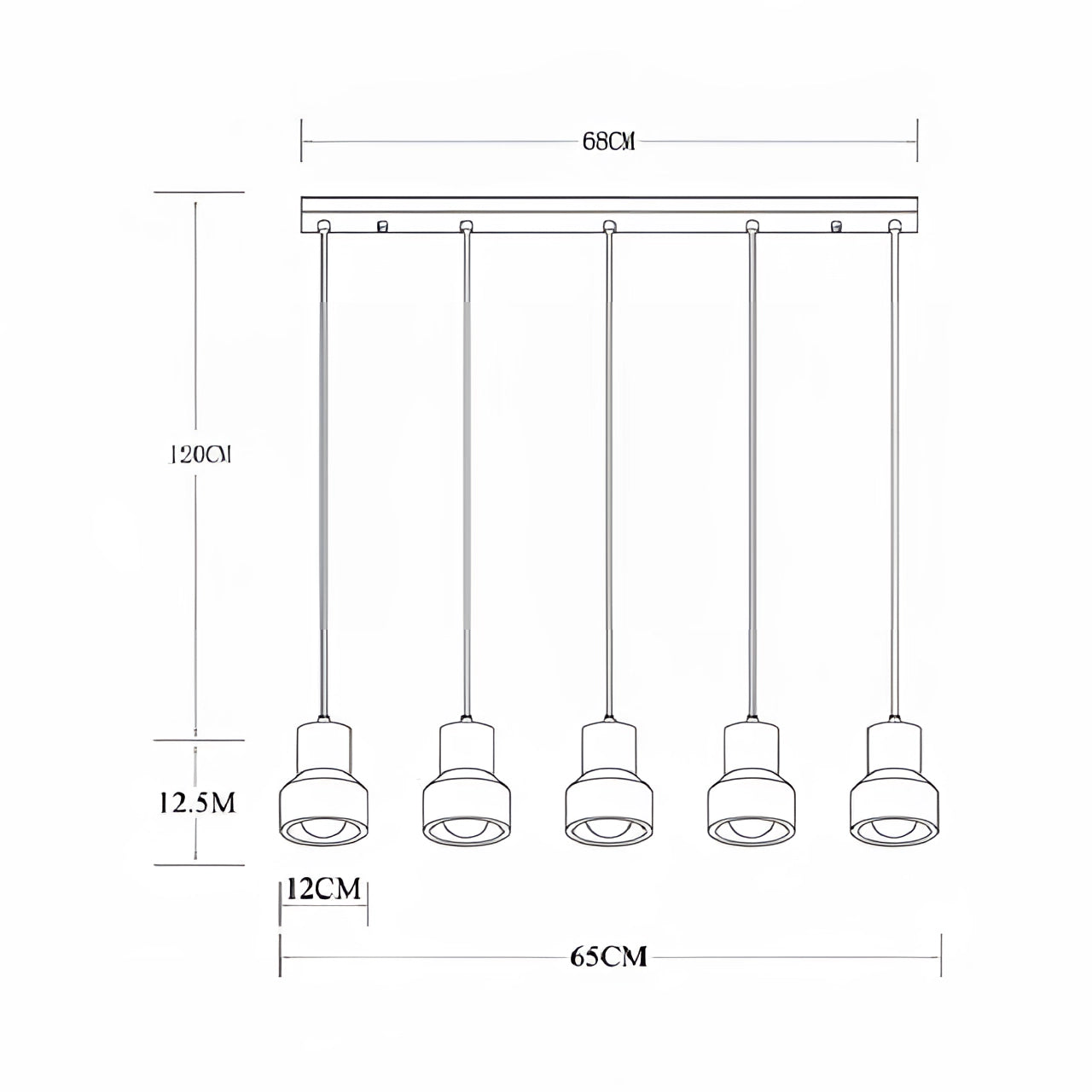 Scandinavian Terrazzo Pendant Lights featuring a modern minimalist design with five heads in a long configuration, showcasing a clean and geometric aesthetic.