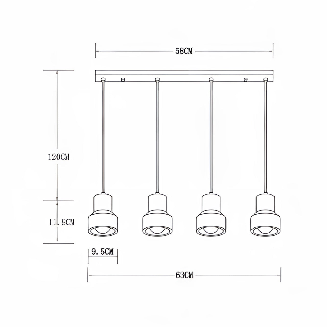 Scandinavian Terrazzo Pendant Lights featuring a modern minimalist design with four elongated rectangular heads, arranged parallel to each other, creating a sleek and stylish lighting fixture.