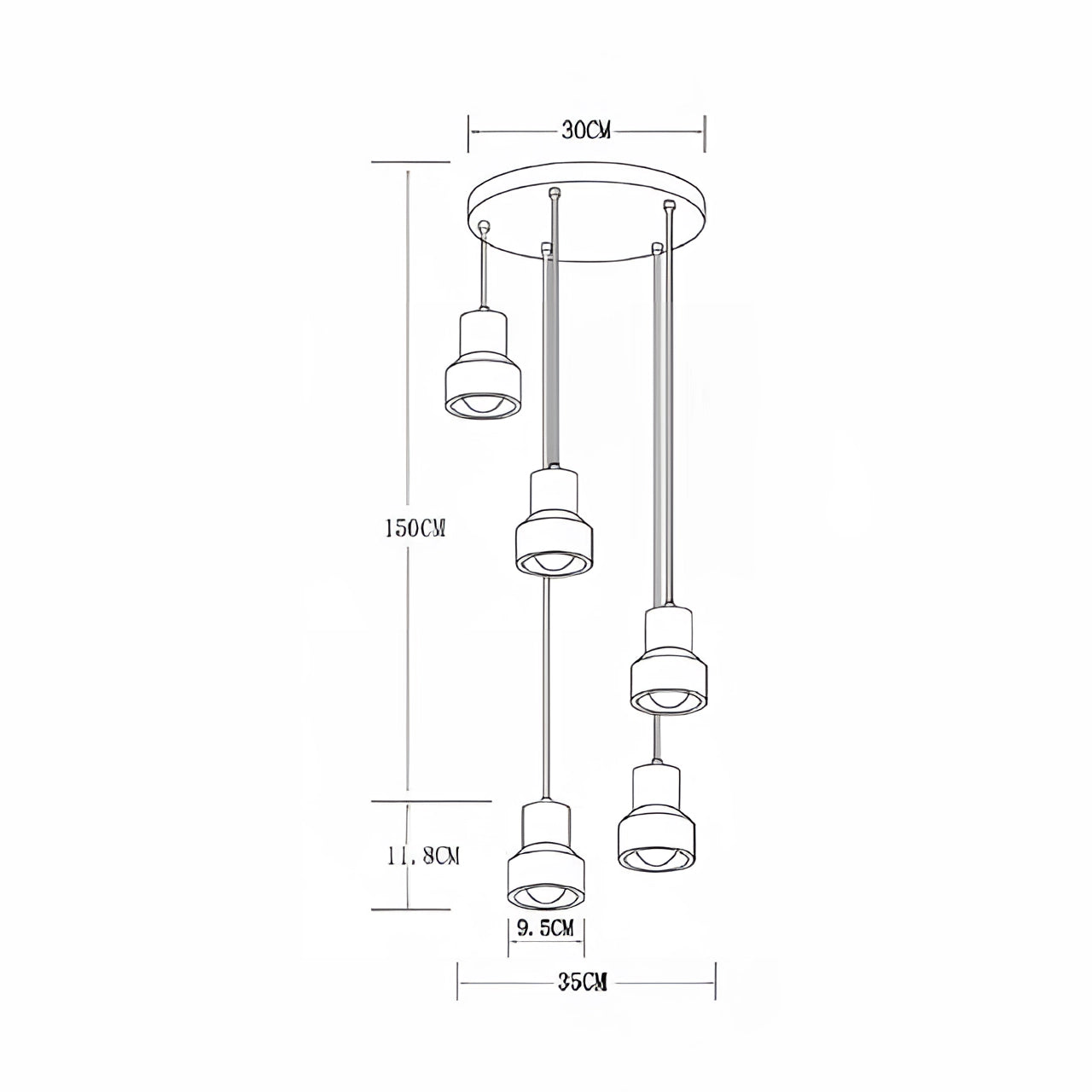 Scandinavian Terrazzo Pendant Lights in a modern minimalist design, featuring five disk-shaped heads arranged in a parallel line, showcasing an artistic and contemporary rectangular form.