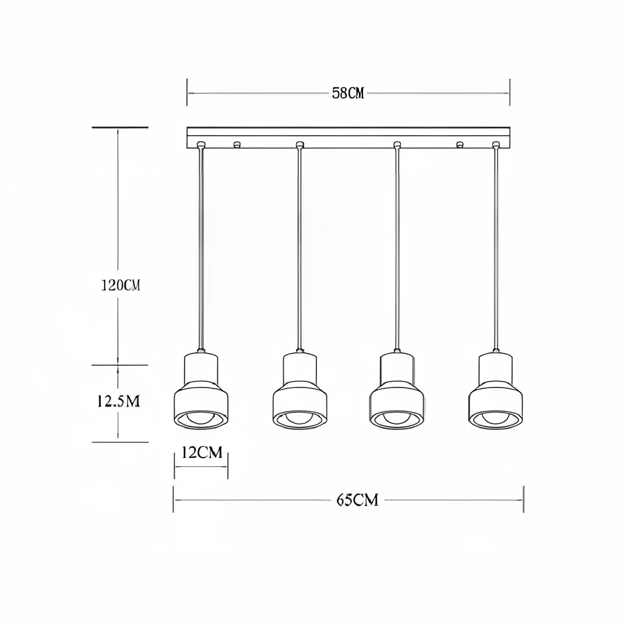 Modern minimalist Scandinavian Terrazzo pendant lights with a sleek rectangular design, featuring four pendant heads arranged in a linear fashion.