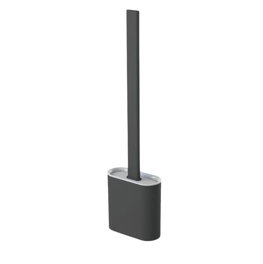 Sleek White Minimalist Toilet Brush & Holder - Modern Hygienic Design
