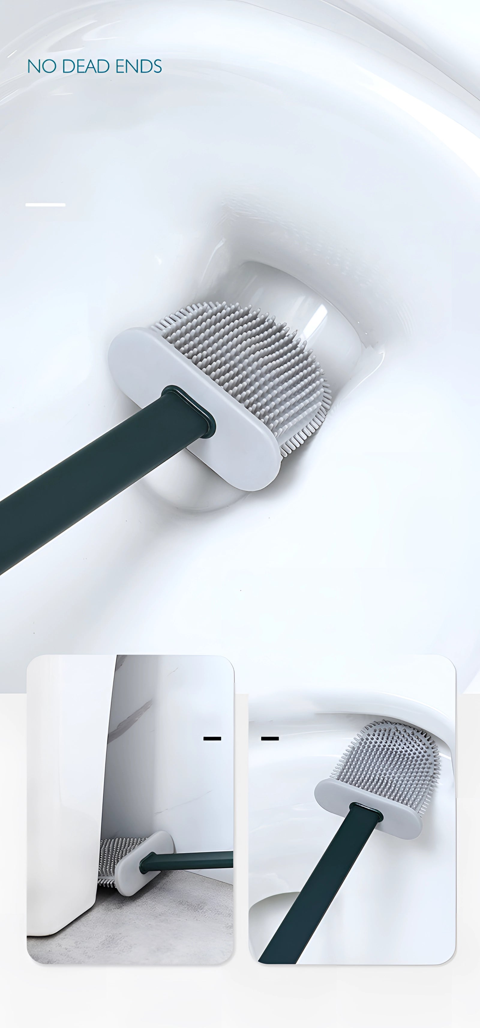 Sleek White Minimalist Toilet Brush & Holder - Modern Hygienic Design