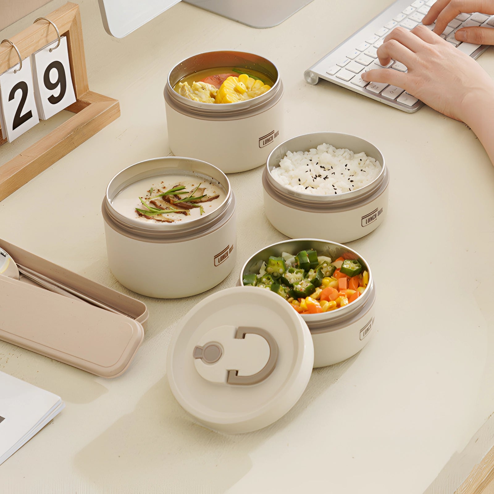 Stackable Insulated Lunch Box - Eco-Friendly Multi-Tier Meal Container