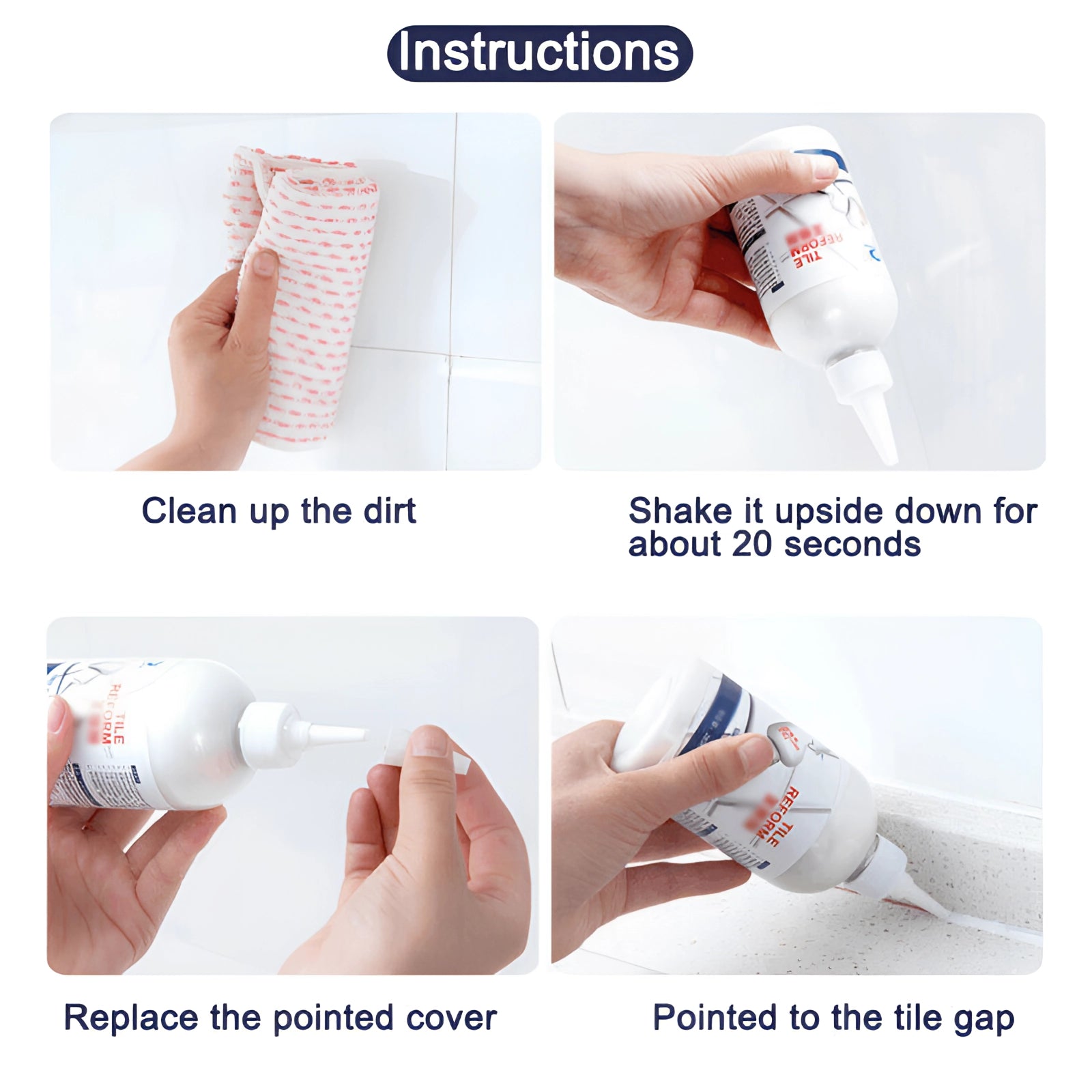 Waterproof mold-resistant kitchen sealant being applied on a countertop gap with a person's hand holding the tube, demonstrating its ease of use and precise application.