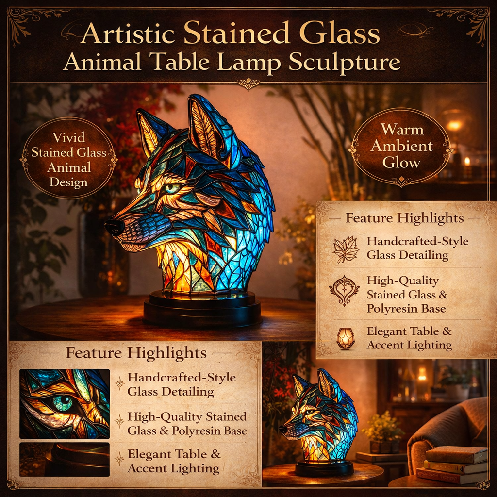 Charming Animal-Themed Glass Table Lamp for Cozy Ambiance