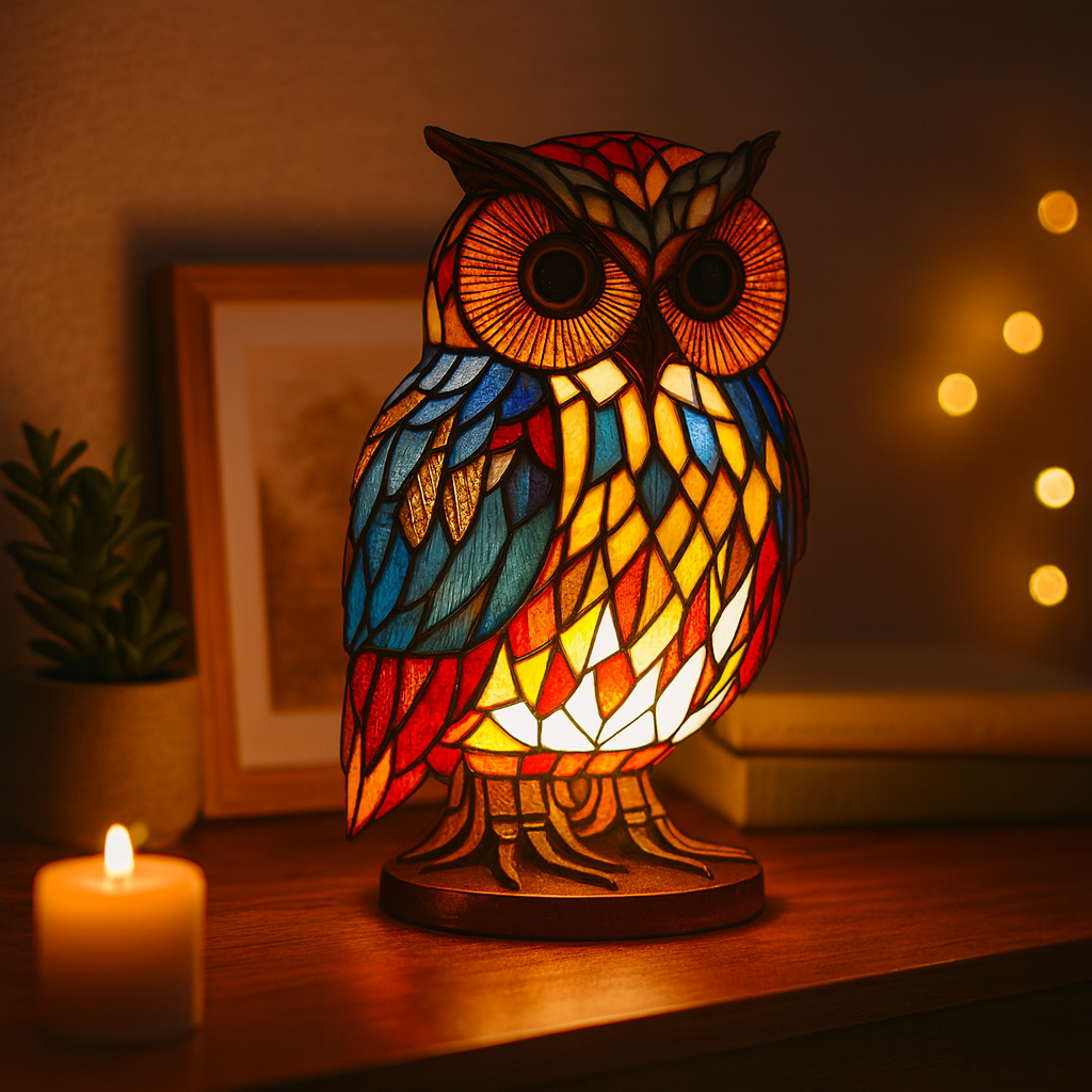 Charming Animal-Themed Stained Glass Table Lamp for Cozy Spaces