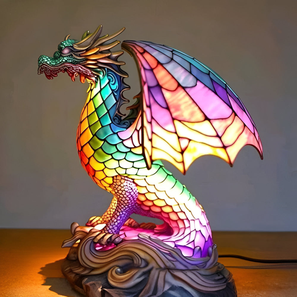 Charming Animal-Themed Stained Glass Table Lamp for Cozy Spaces